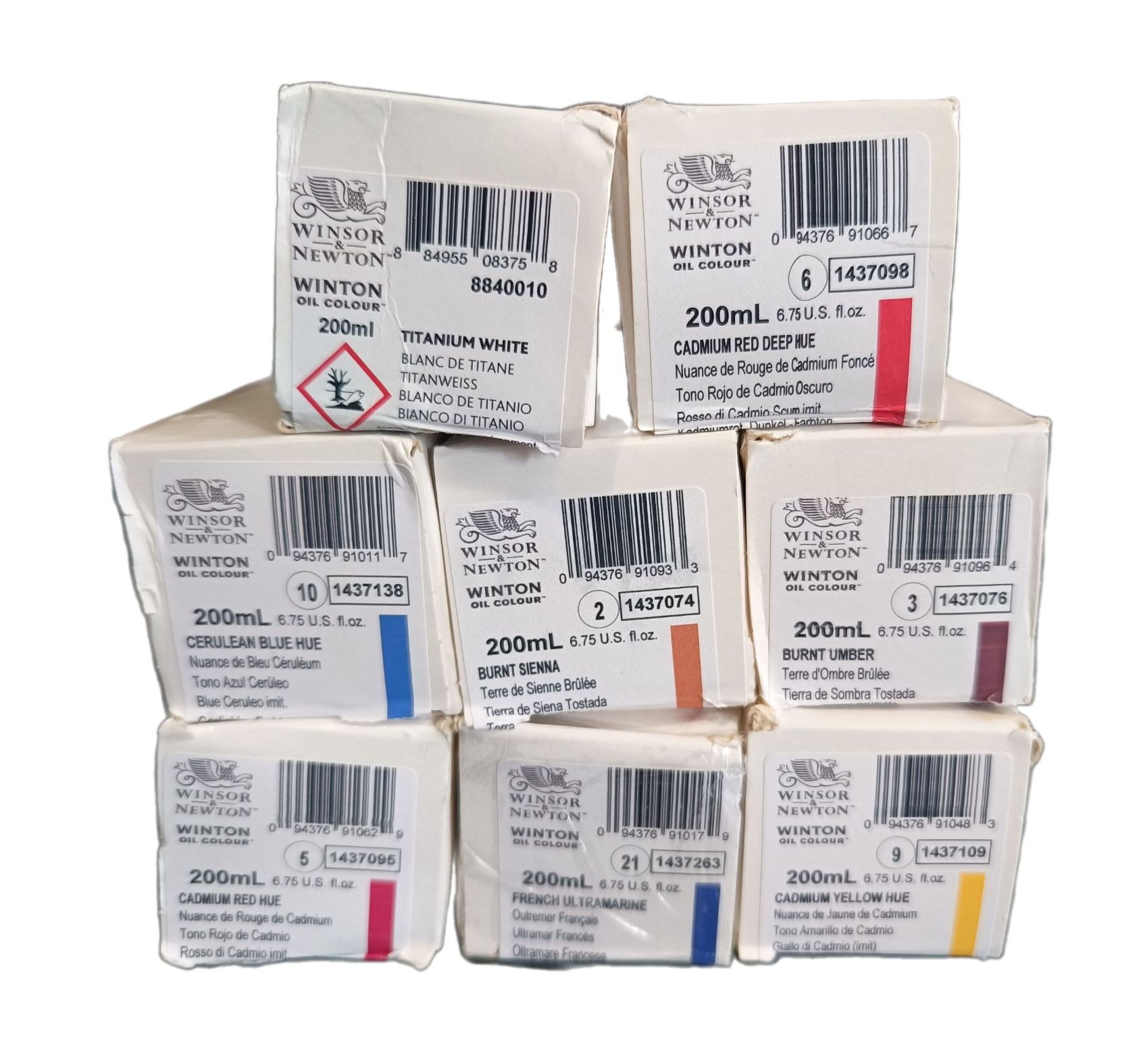 PAQUETE OLEOS WINTON PROMO 8 Oleos Winsor & Newton SERIE WINTON de 200 ml 