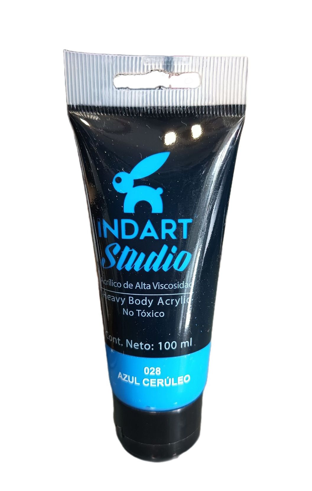 INDART Studio, color 028 Azul Ceruleo, Color Acrilico de alta Viscosidad de 100 ml de capacidad