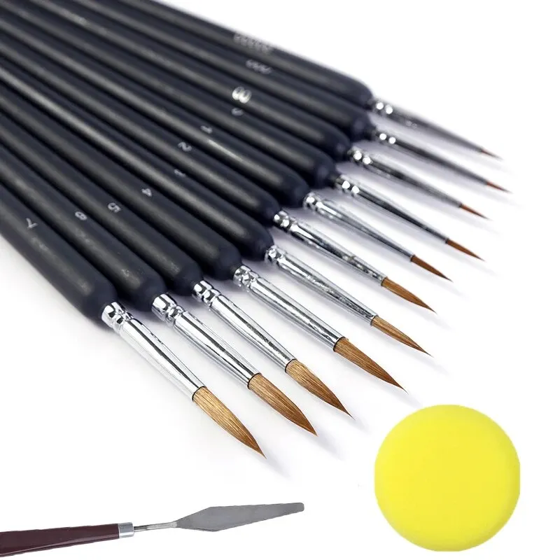 Paquete Set de 6 Pinceles de pelo muy suave tipo filbert y Paquete de 11 pinceles tipo liners 