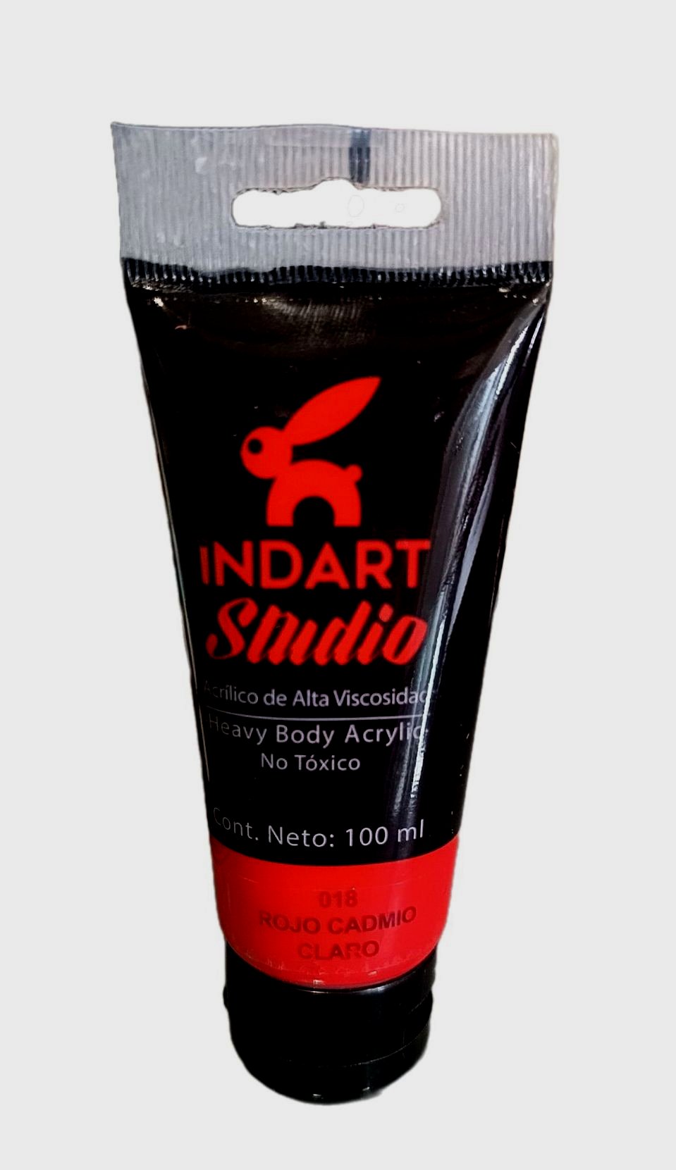 INDART Studio, color 018 Rojo Cadmio Claro, Color Acrilico de alta Viscosidad de 100 ml de capacidad