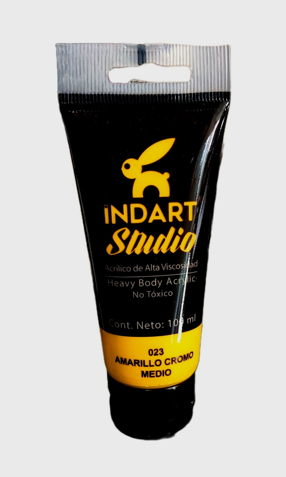 INDART Studio, color 023 Amarillo cromo medio, Color Acrilico de alta Viscosidad de 100 ml de capacidad