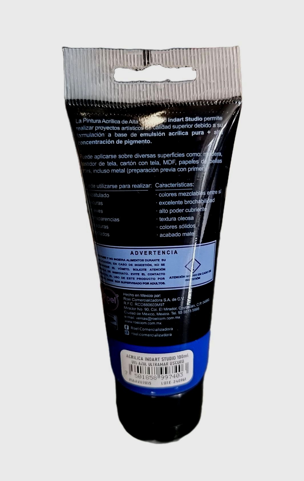 INDART Studio, color 025 Azul ultramar, Color Acrilico de alta Viscosidad de 100 ml de capacidad