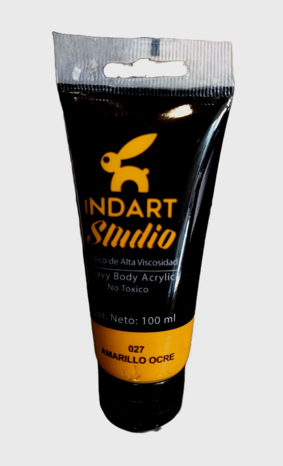 INDART Studio, color 027 Amarillo Ocre, Color Acrilico de alta Viscosidad de 100 ml de capacidad
