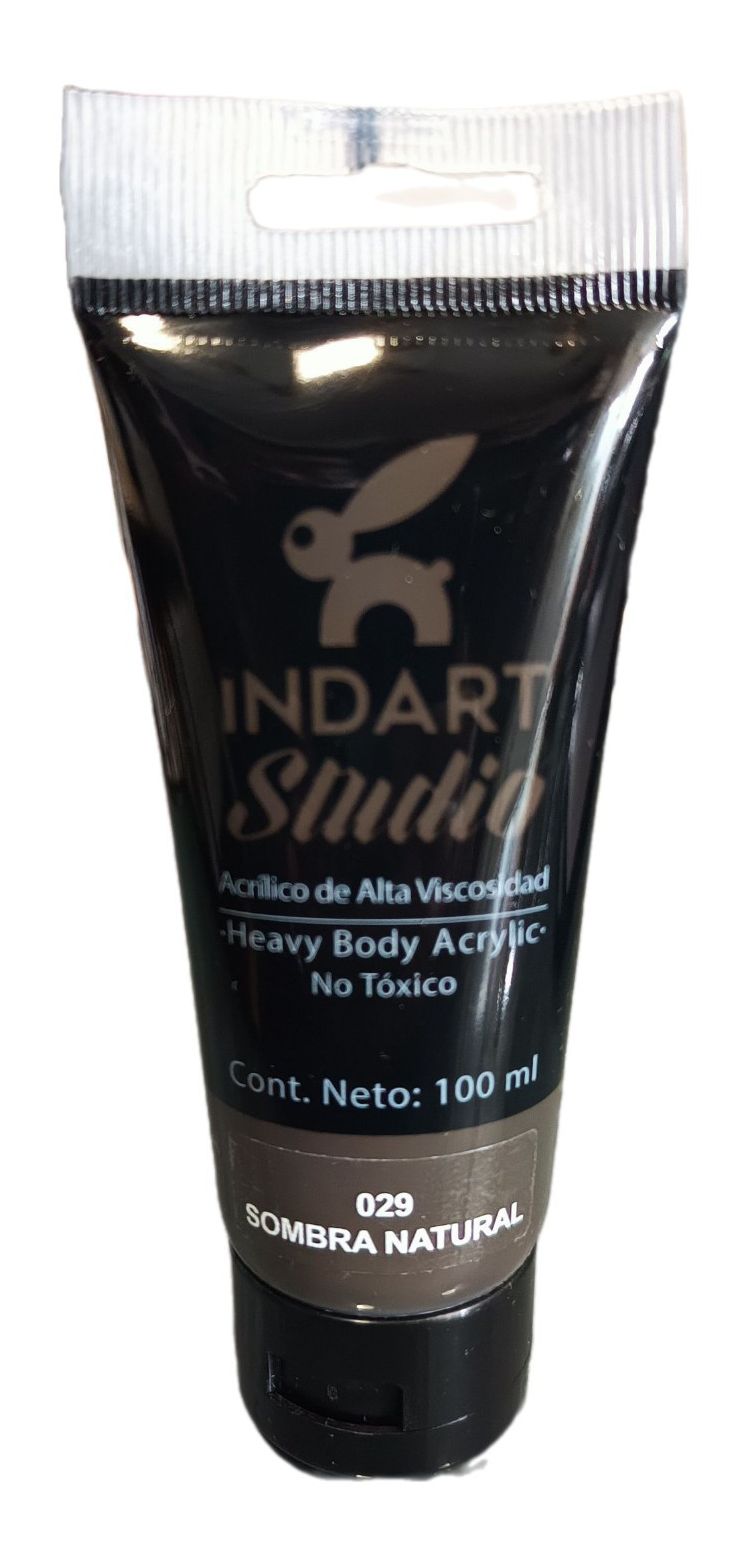 INDART Studio, color 029 Sombra natural, Color Acrilico de alta Viscosidad de 100 ml de capacidad