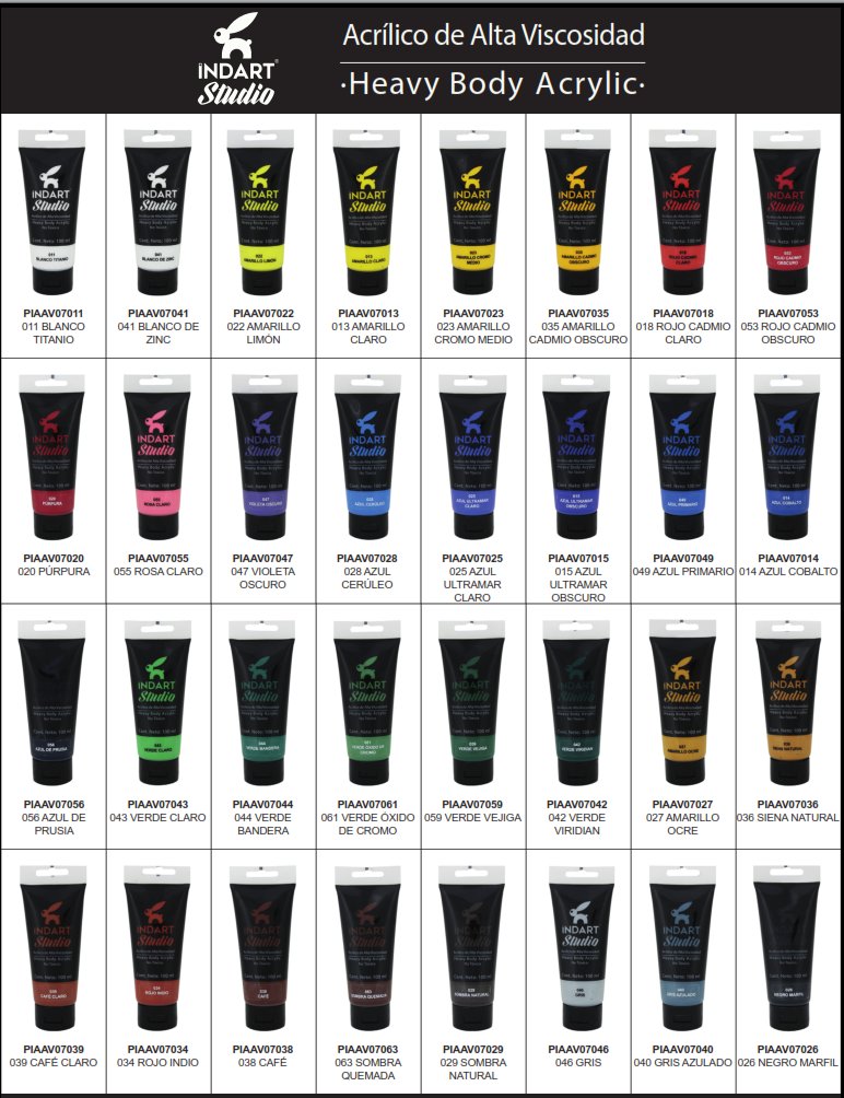 INDART Studio, color 035 Amarillo cadmio oscuro, Color Acrilico de alta Viscosidad de 100 ml de capacidad