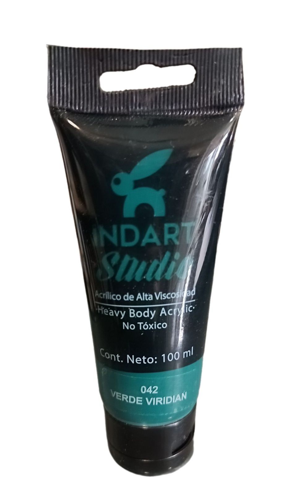 INDART Studio, color 042 Verde Viridian, Color Acrilico de alta Viscosidad de 100 ml de capacidad