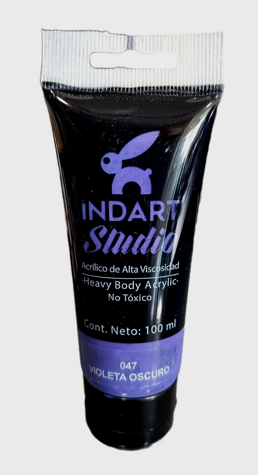 INDART Studio, color 047 Violeta Oscuro, Color Acrilico de alta Viscosidad de 100 ml de capacidad
