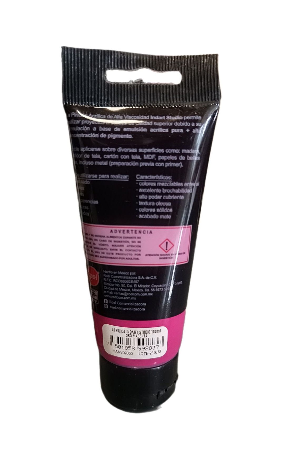 INDART Studio, color 050 Magenta, Color Acrilico de alta Viscosidad de 100 ml de capacidad