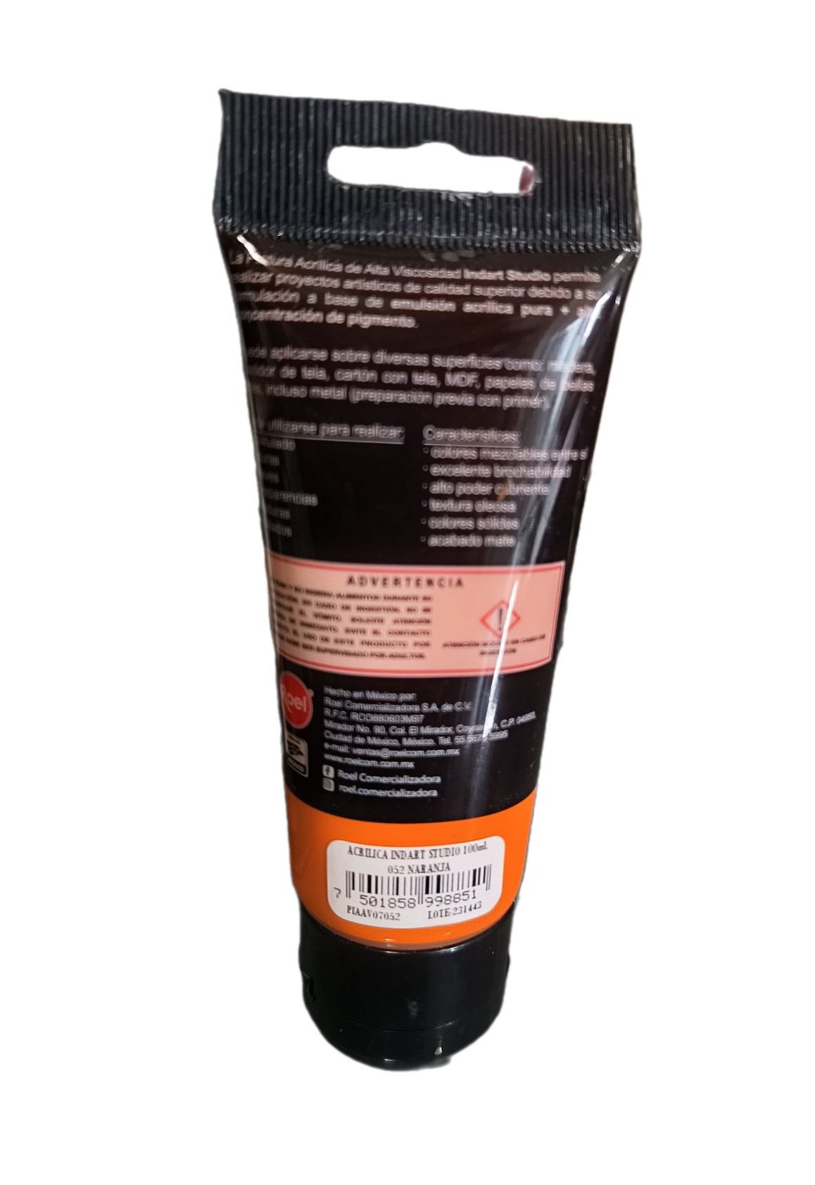 INDART Studio, color 052 Naranja, Color Acrilico de alta Viscosidad de 100 ml de capacidad