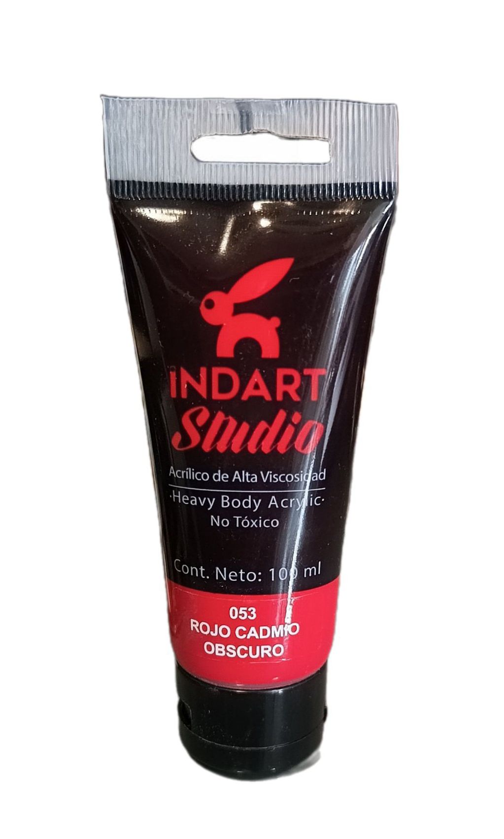 INDART Studio, color 053 Rojo Cadmio Oscuro, Color Acrilico de alta Viscosidad de 100 ml de capacidad
