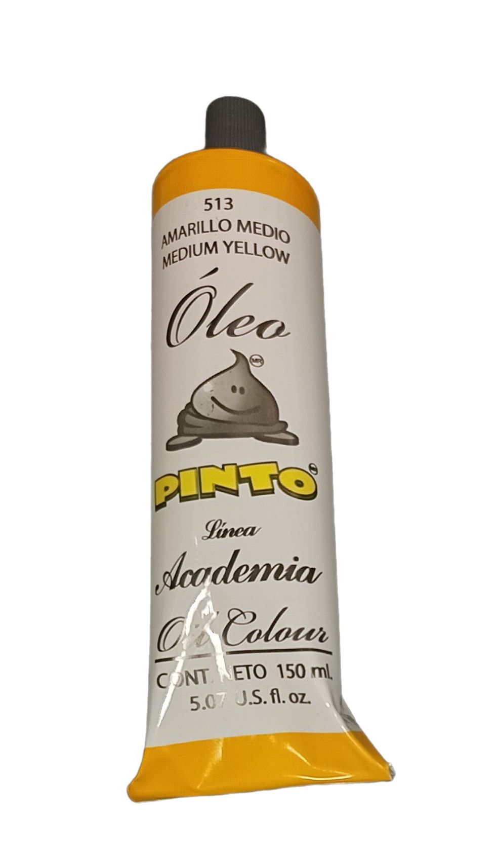 Color Amarillo Medio no. 513, Tubo de oleo de 150 ml Marca Pinto, serie ACADEMIA