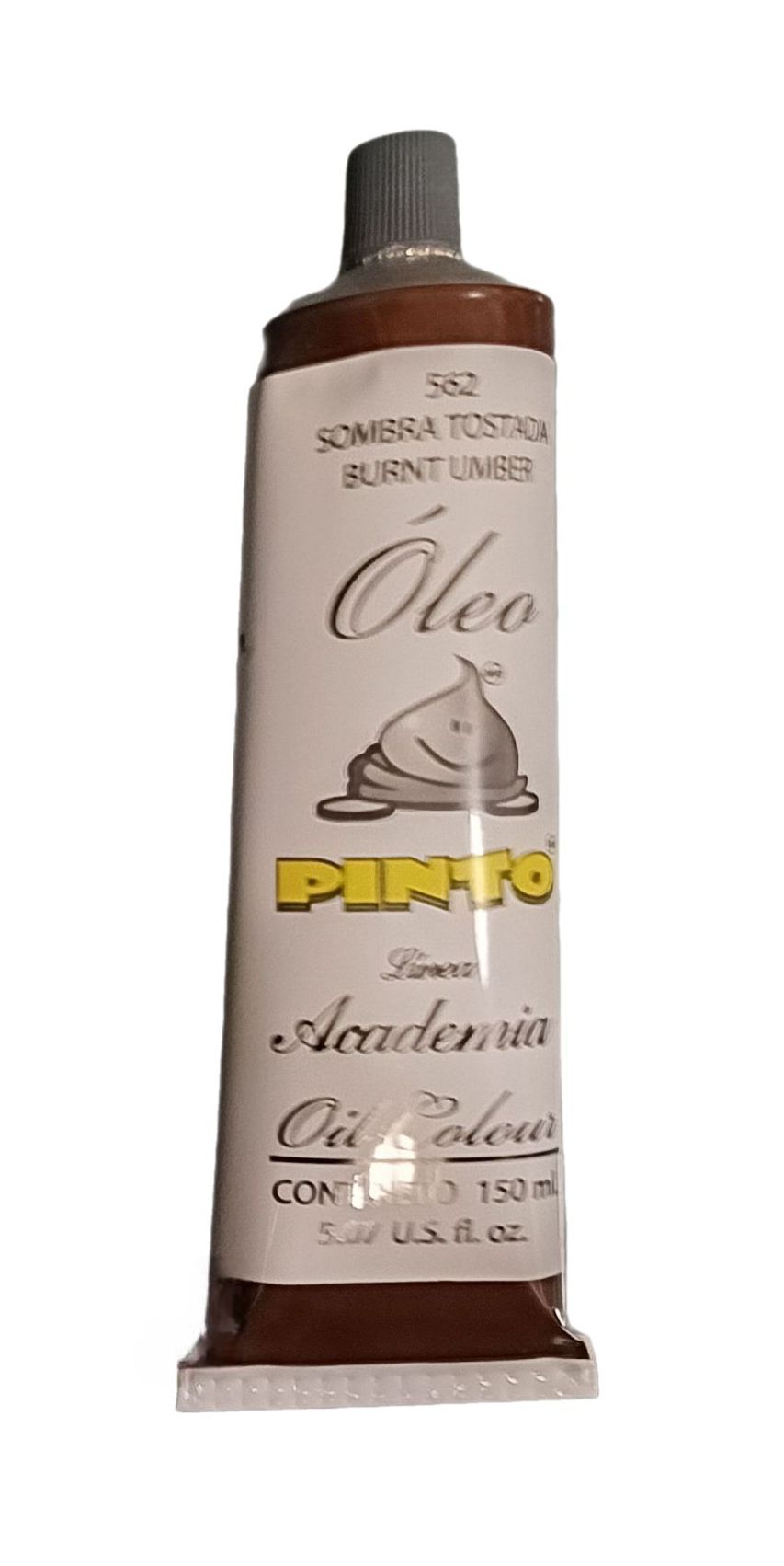 Color Sombra Tostada no. 562, Tubo de oleo de 150 ml Marca Pinto, serie ACADEMIA