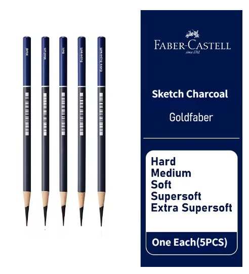 Juego de Lápices de carbón Faber Castell Goldfaber, lápices duros medio ex suaves para dibujar bocetos, sombreado, artistas, 5 Uds.