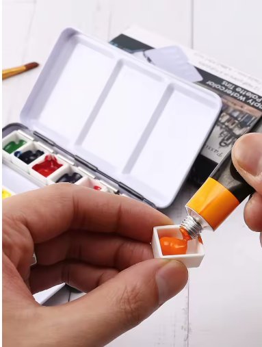 Bview Art-paleta de lata de acuarela vacía, estuche de pintura con 14 piezas, Media bandeja, vacia