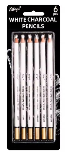 Set de 6 Lápices de Carbon Color Blanco marca Xileyw