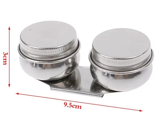 Godete metalico doble para solvente y aceites para pintura al oleo y acrilico, de acero inoxidable
