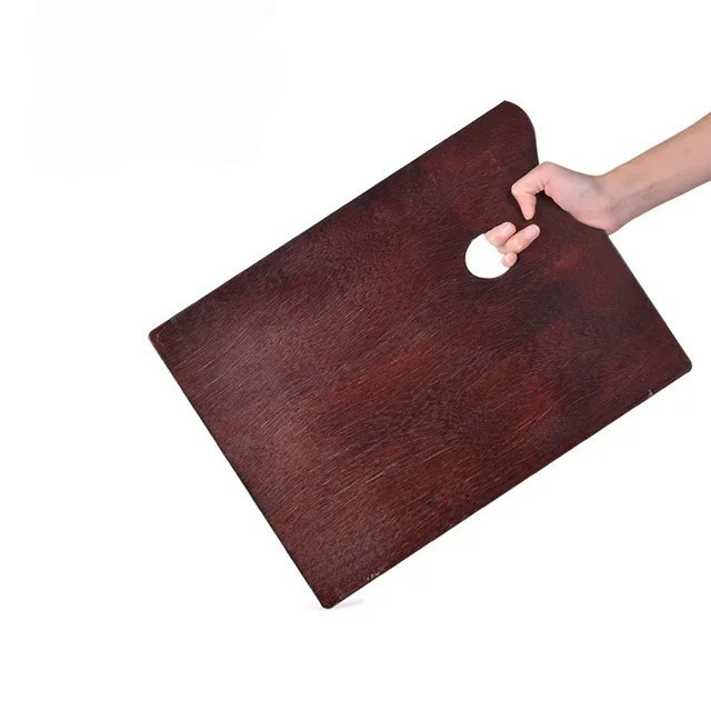 Paleta Professional de Madera  Cuadrada Grande 30x40 cms con 5 mm de espesor entintada y barnizada en color nogal