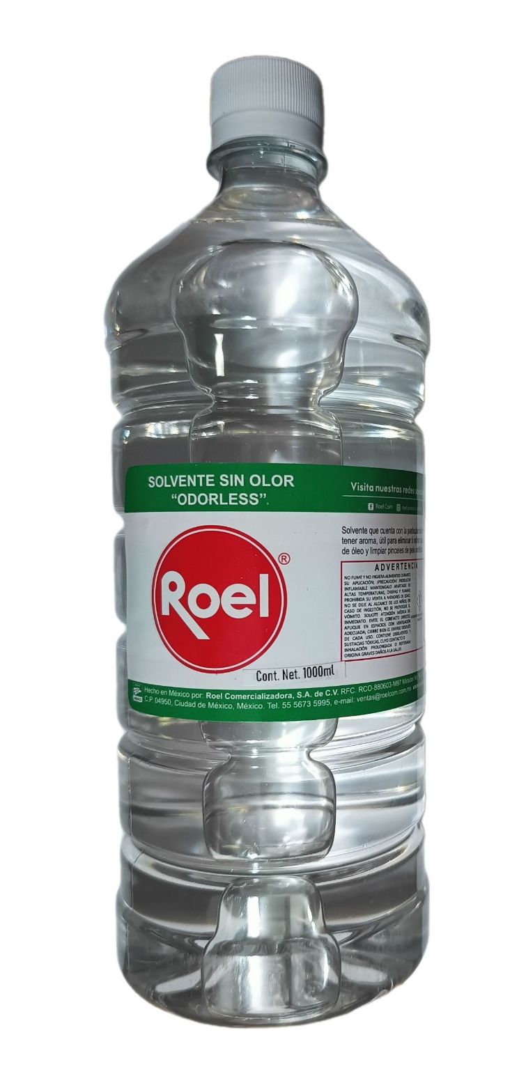 Solvente sin olor para pintura al oleo Marca Roel, 1 litro de capacidad
