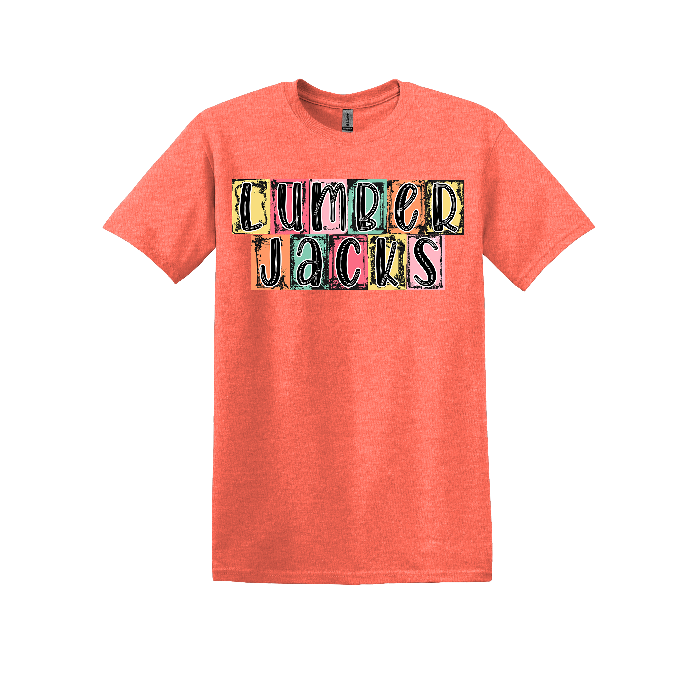 Lumberjacks Spirit Tee - your choice of heather orange, light pink, heather seafoam, or black (Item #1058)
