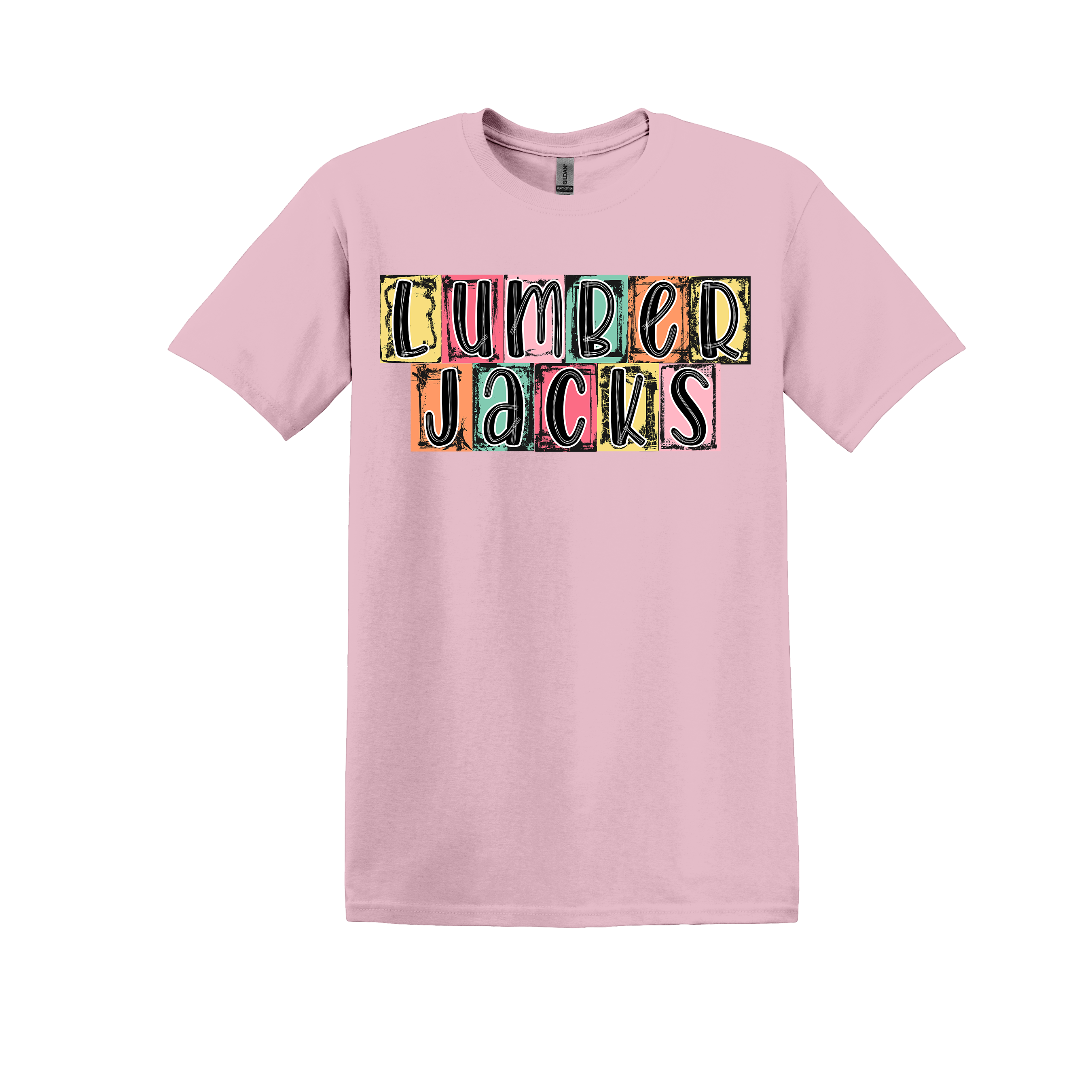 Lumberjacks Spirit Tee - your choice of heather orange, light pink, heather seafoam, or black (Item #1058)