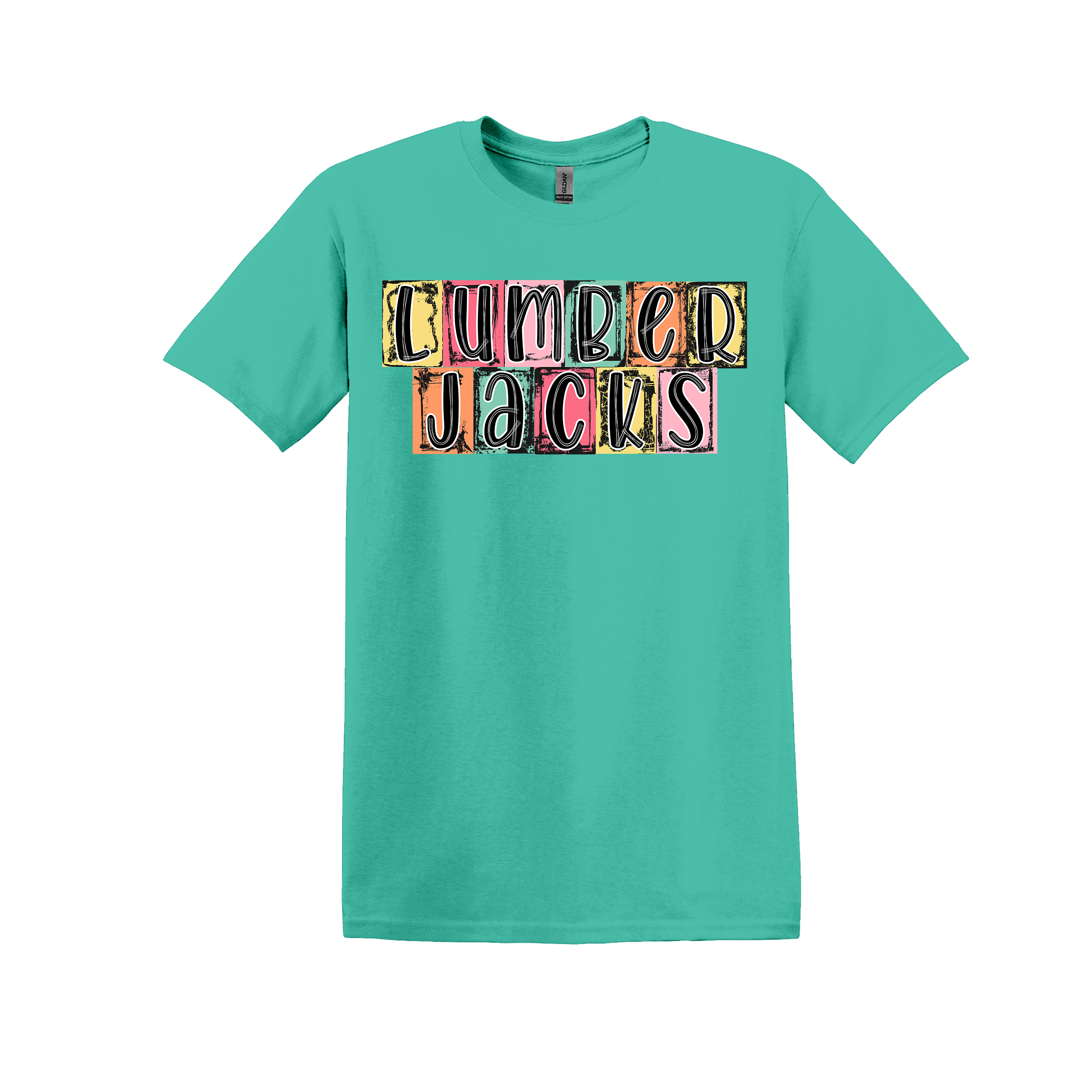 Lumberjacks Spirit Tee - your choice of heather orange, light pink, heather seafoam, or black (Item #1058)