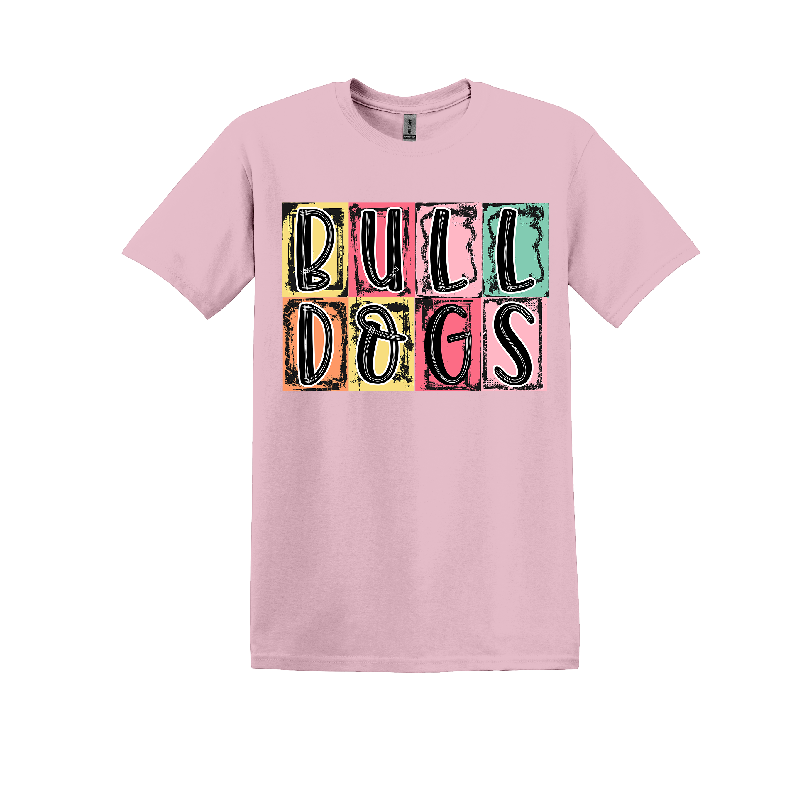 Bulldogs Spirit Tee - your choice of heather orange, light pink, heather seafoam, or black (Item #1158)
