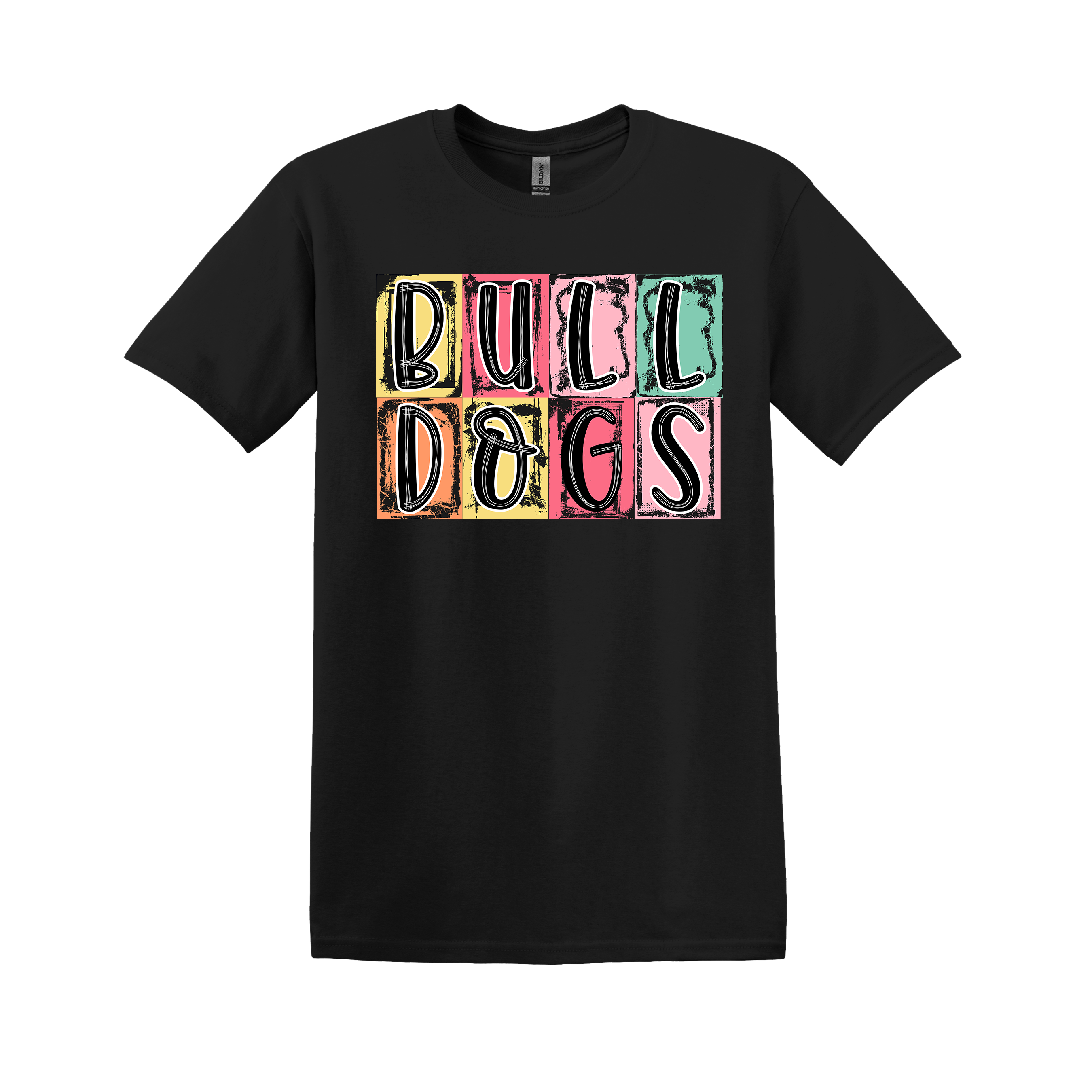 Bulldogs Spirit Tee - your choice of heather orange, light pink, heather seafoam, or black (Item #1158)