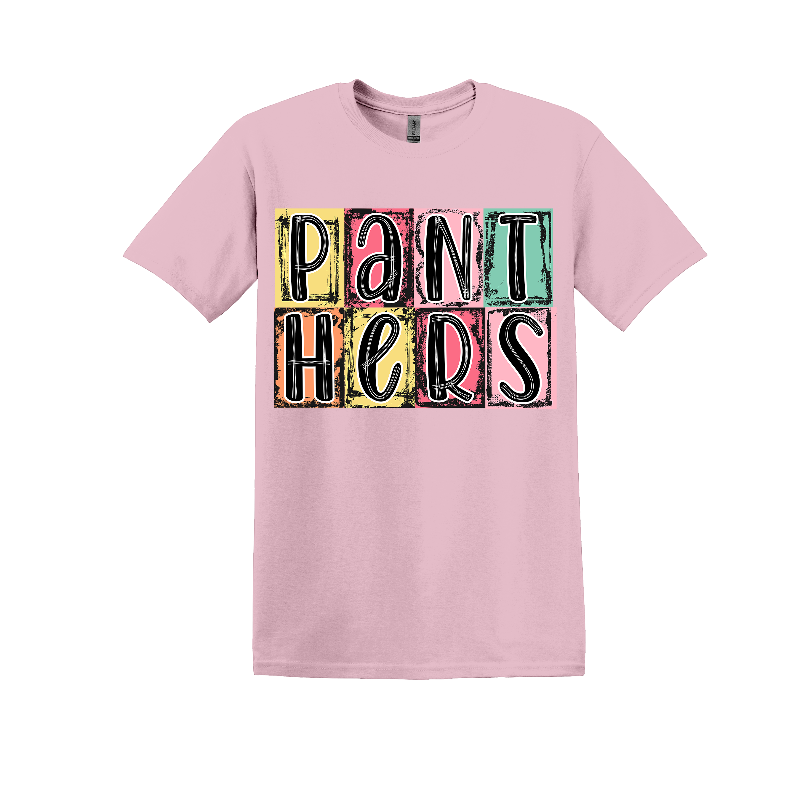 Panthers Spirit Tee - your choice of heather orange, light pink, heather seafoam, or black (#1038)