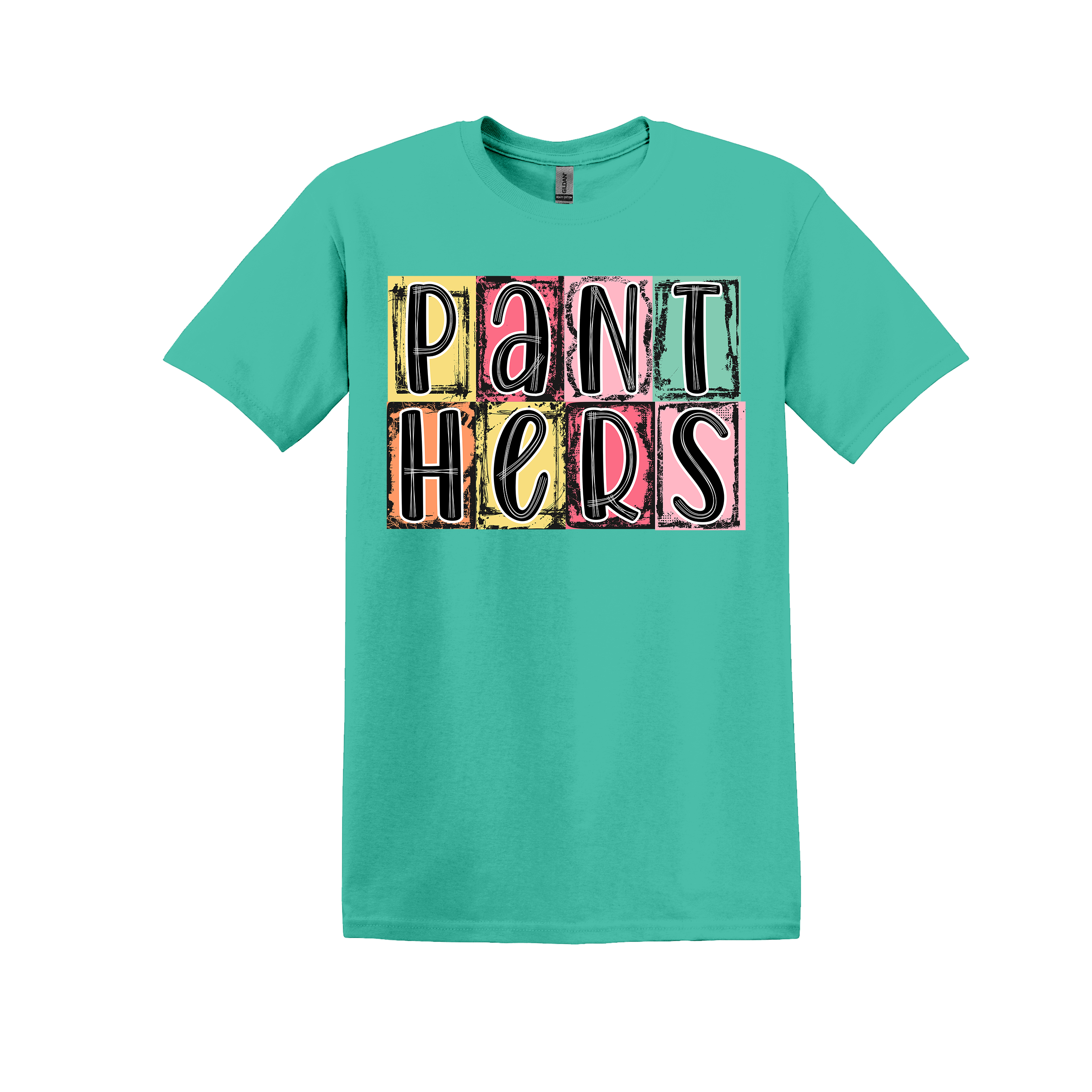Panthers Spirit Tee - your choice of heather orange, light pink, heather seafoam, or black (#1038)