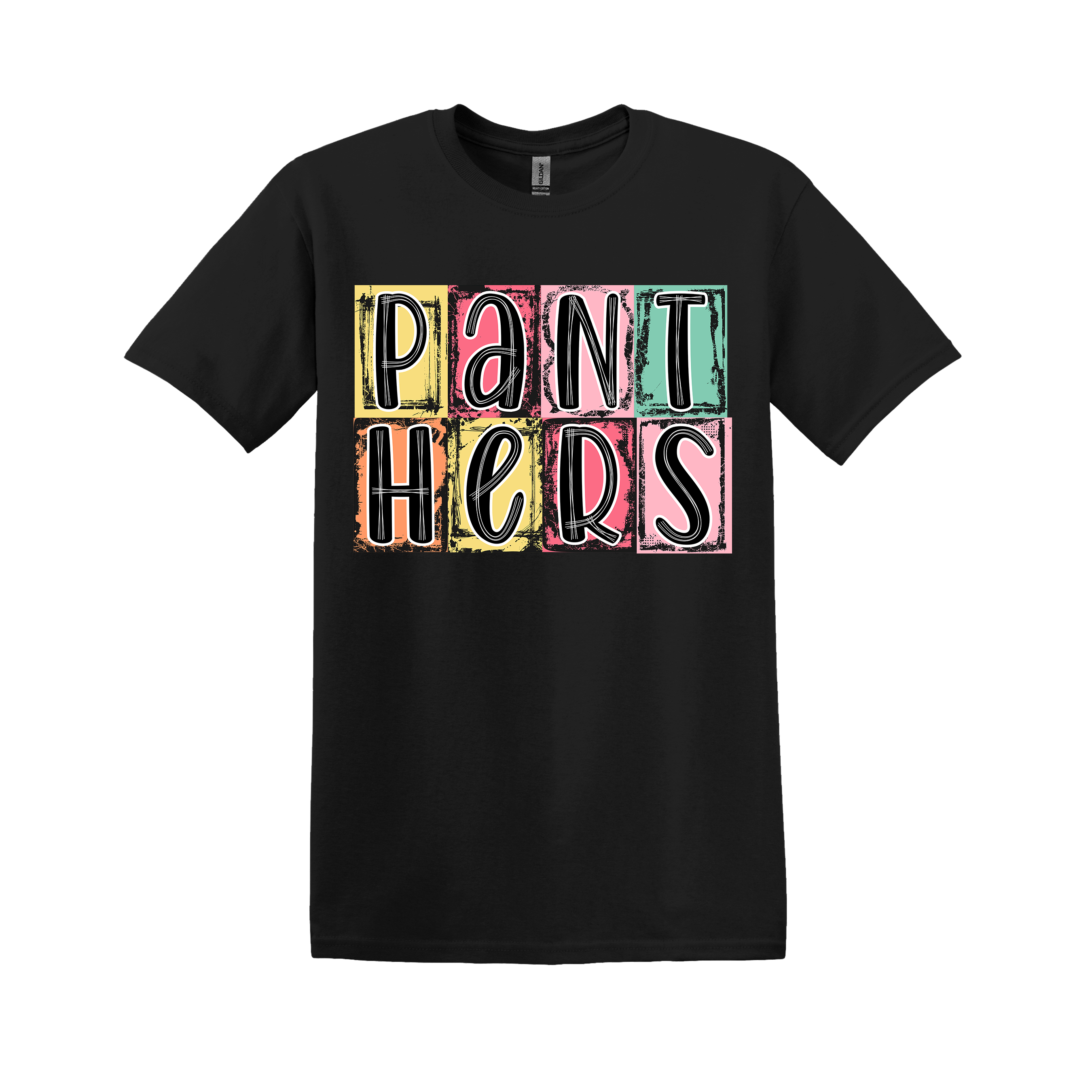 Panthers Spirit Tee - your choice of heather orange, light pink, heather seafoam, or black (#1038)