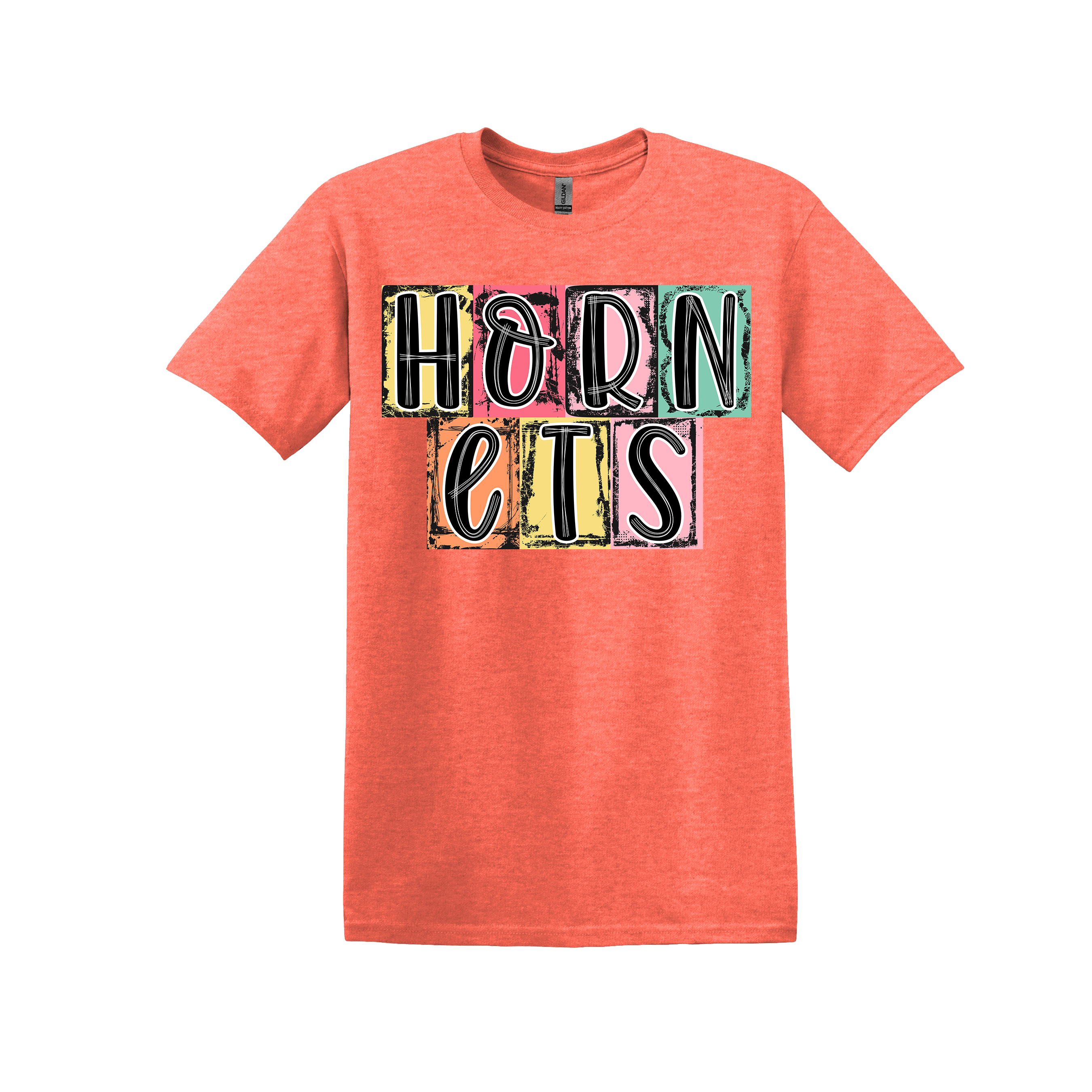 Hornets Spirit Tee - your choice of heather orange, light pink, heather seafoam, or black (Item #1093)