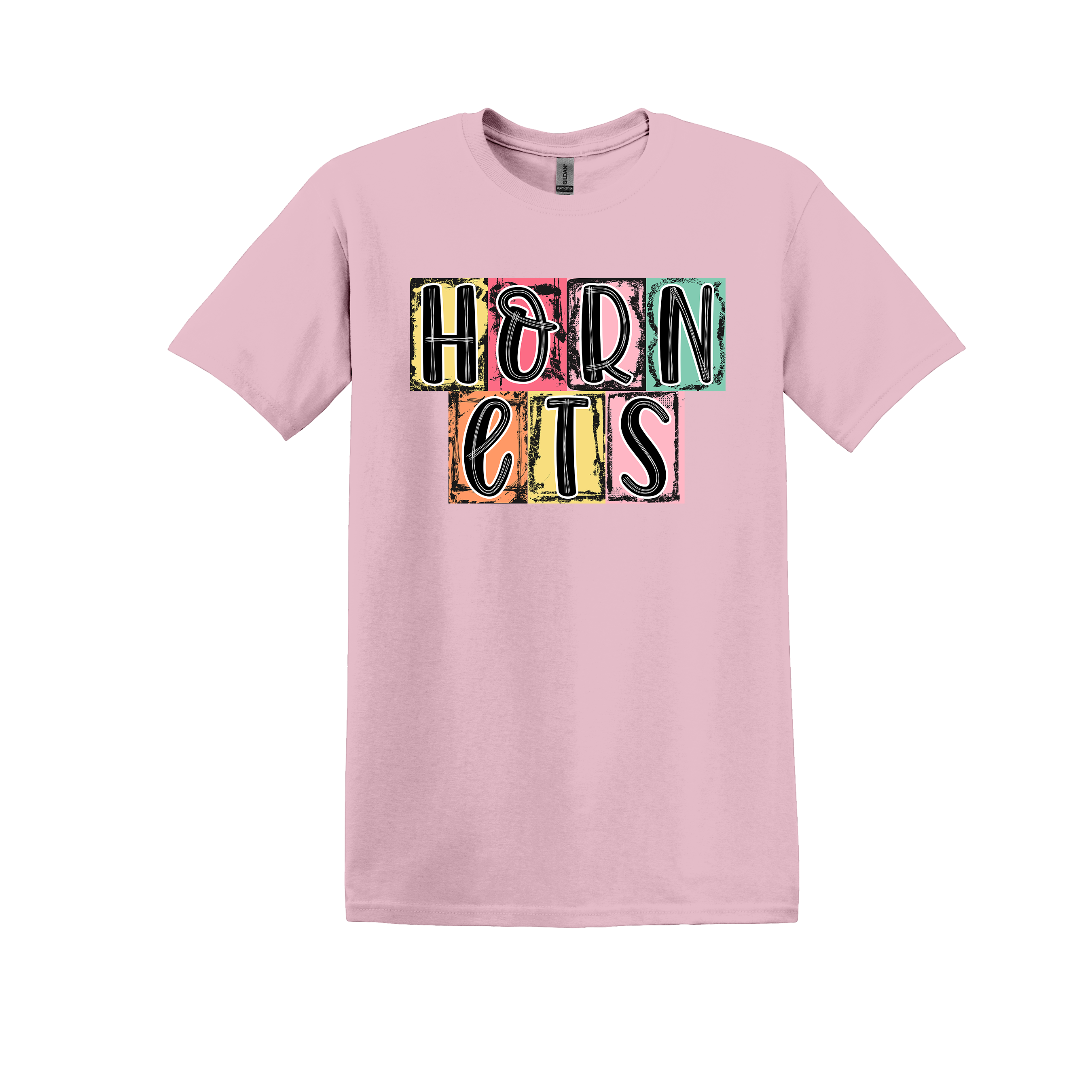 Hornets Spirit Tee - your choice of heather orange, light pink, heather seafoam, or black (Item #1093)