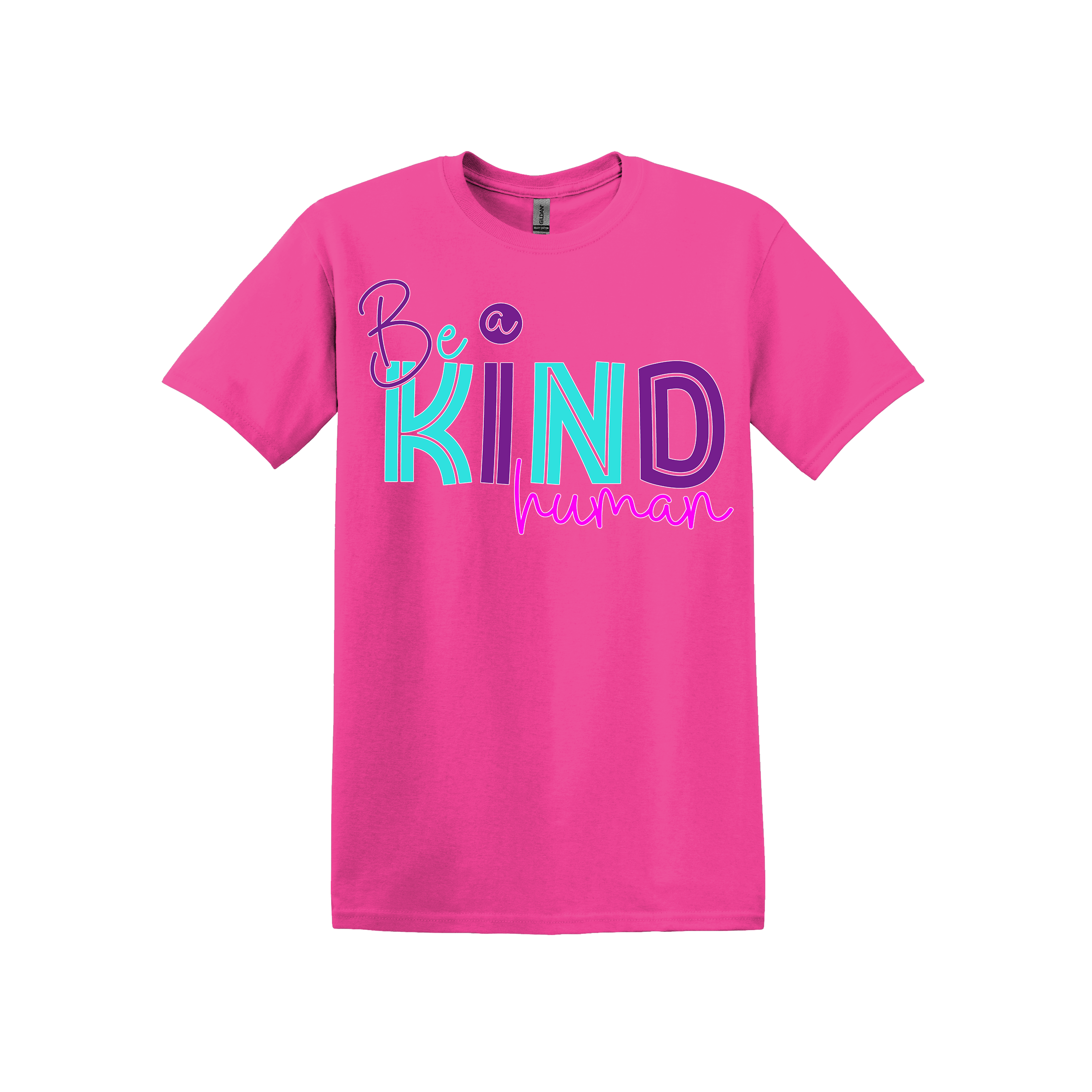 Be a Kind Human Tee - Choice of Pink or Dark Heather Gray (Item #1064)
