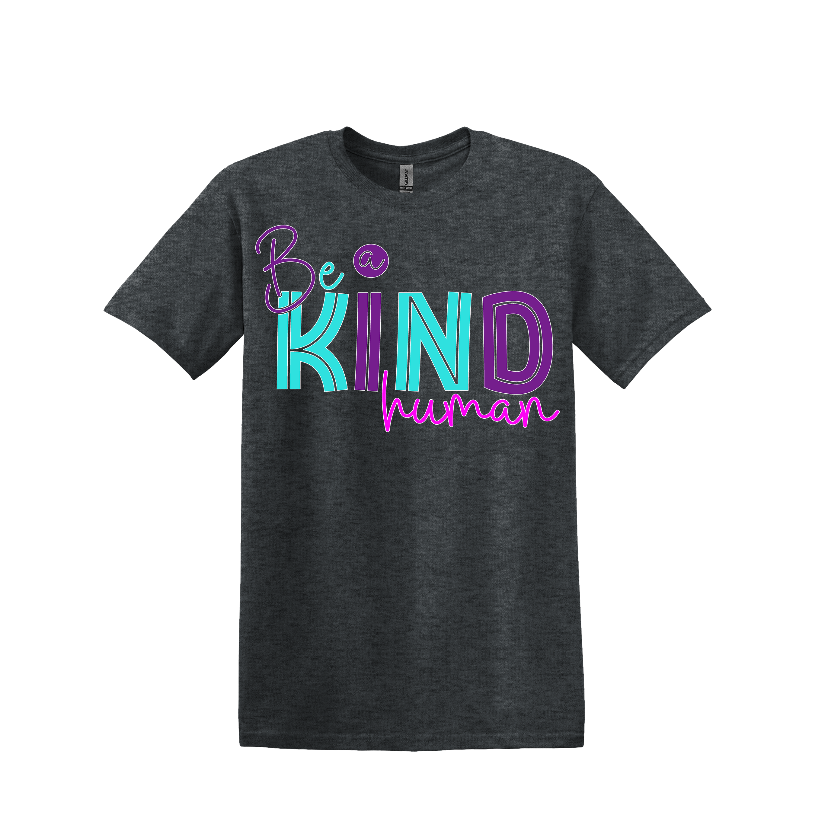 Be a Kind Human Tee - Choice of Pink or Dark Heather Gray (Item #1064)