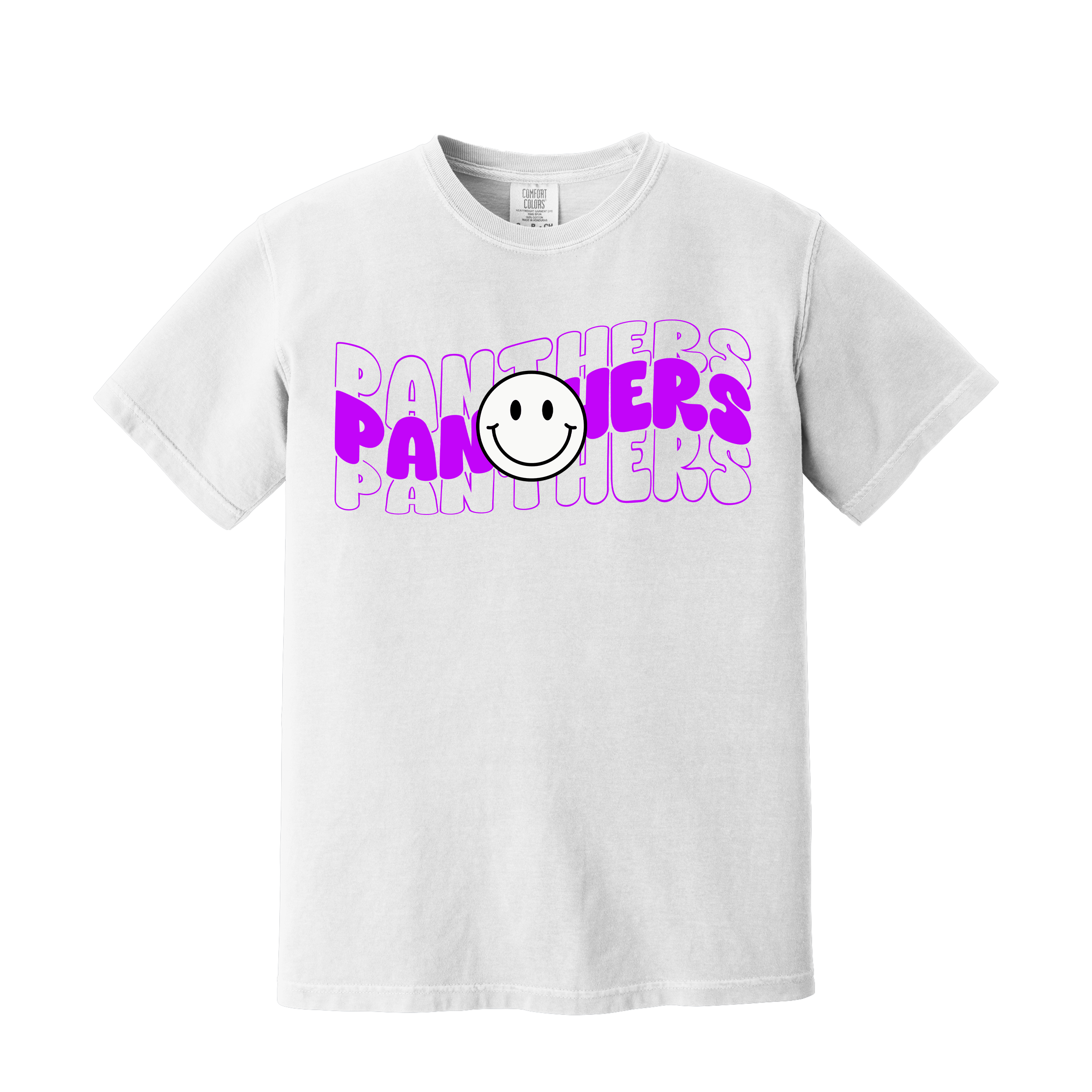 Panthers Spirit Tee on a white Comfort Color (Item #1266)