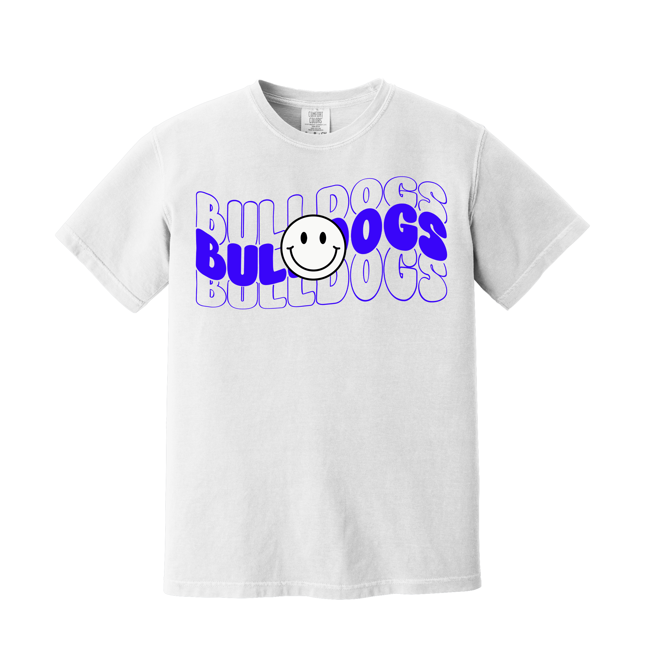 Bulldogs Spirit Tee on a white Comfort Color - your choice of school color (Item 1265)