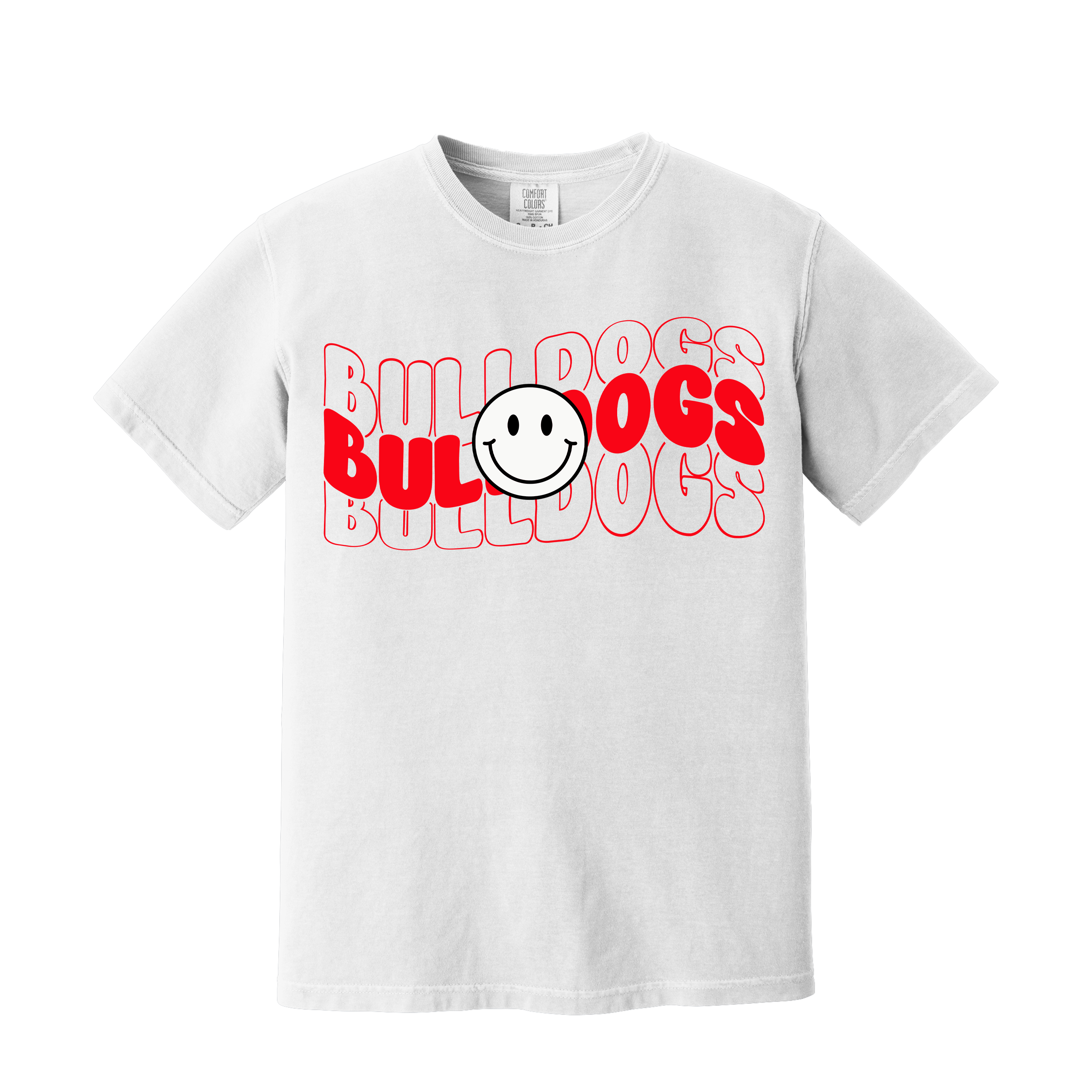 Bulldogs Spirit Tee on a white Comfort Color - your choice of school color (Item 1265)