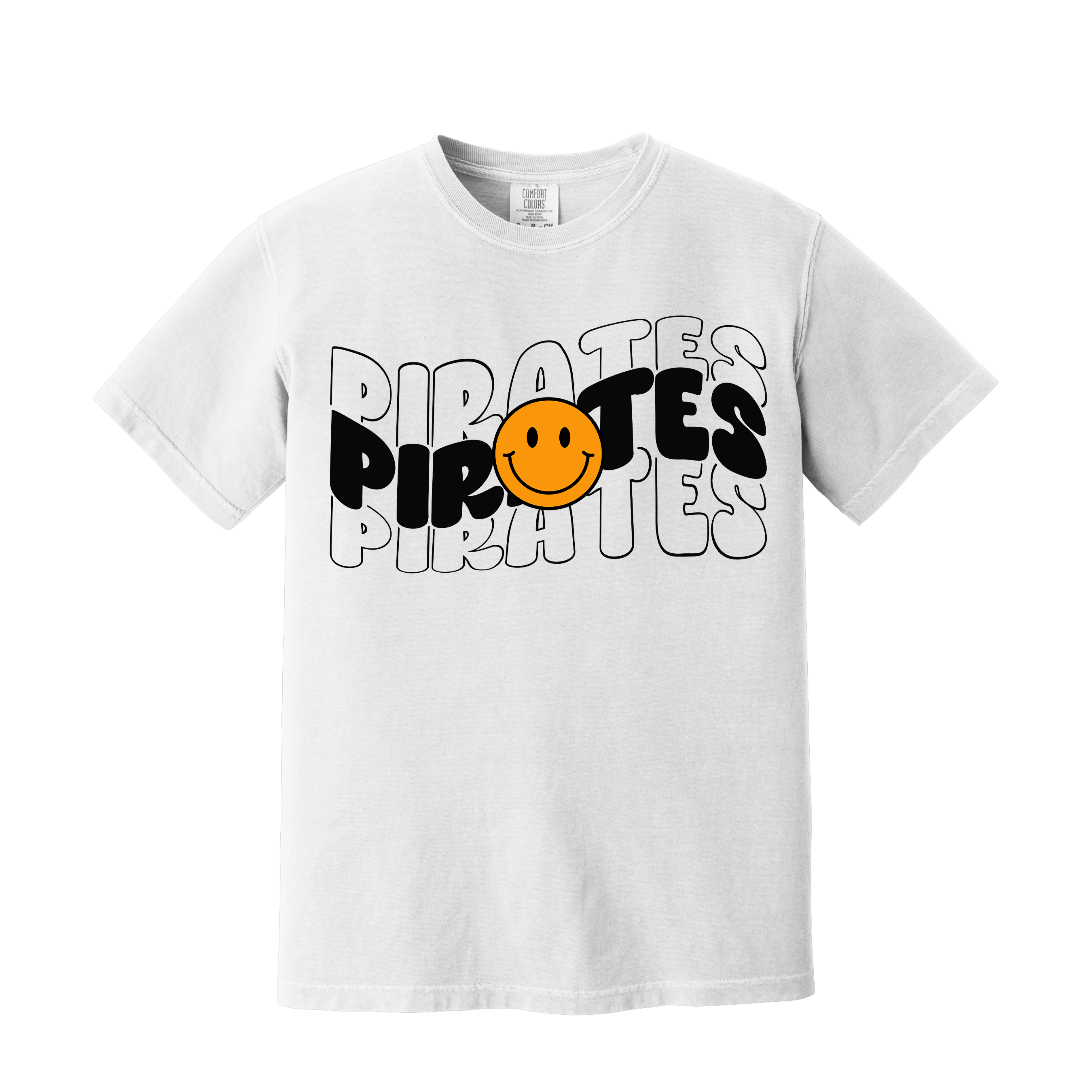 Pirates Spirit Tee on a white Comfort Color (Item #1264)
