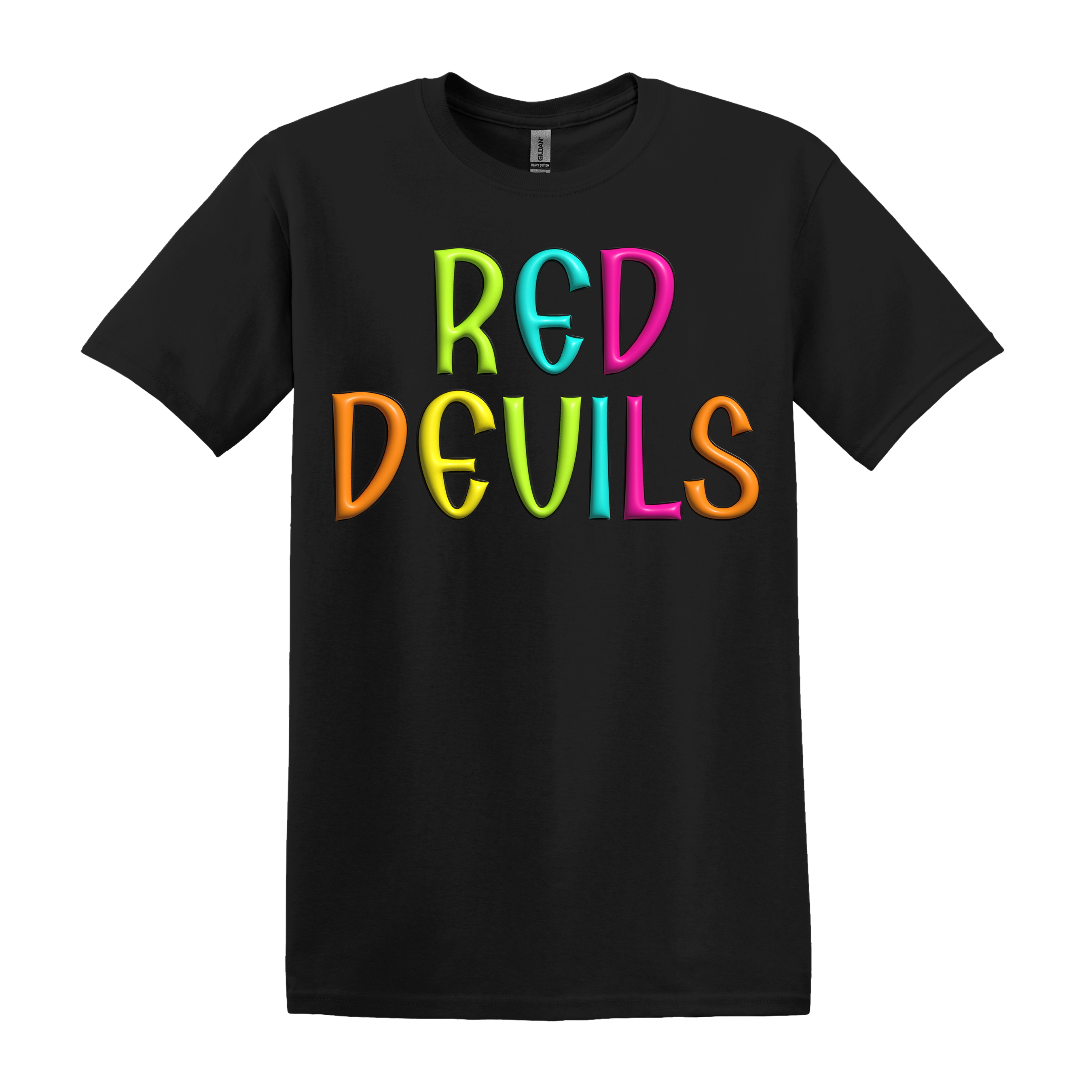 Red Devils Spirit Shirt Your Choice of Black Gildan or White Comfort Color (Item Number 1287)