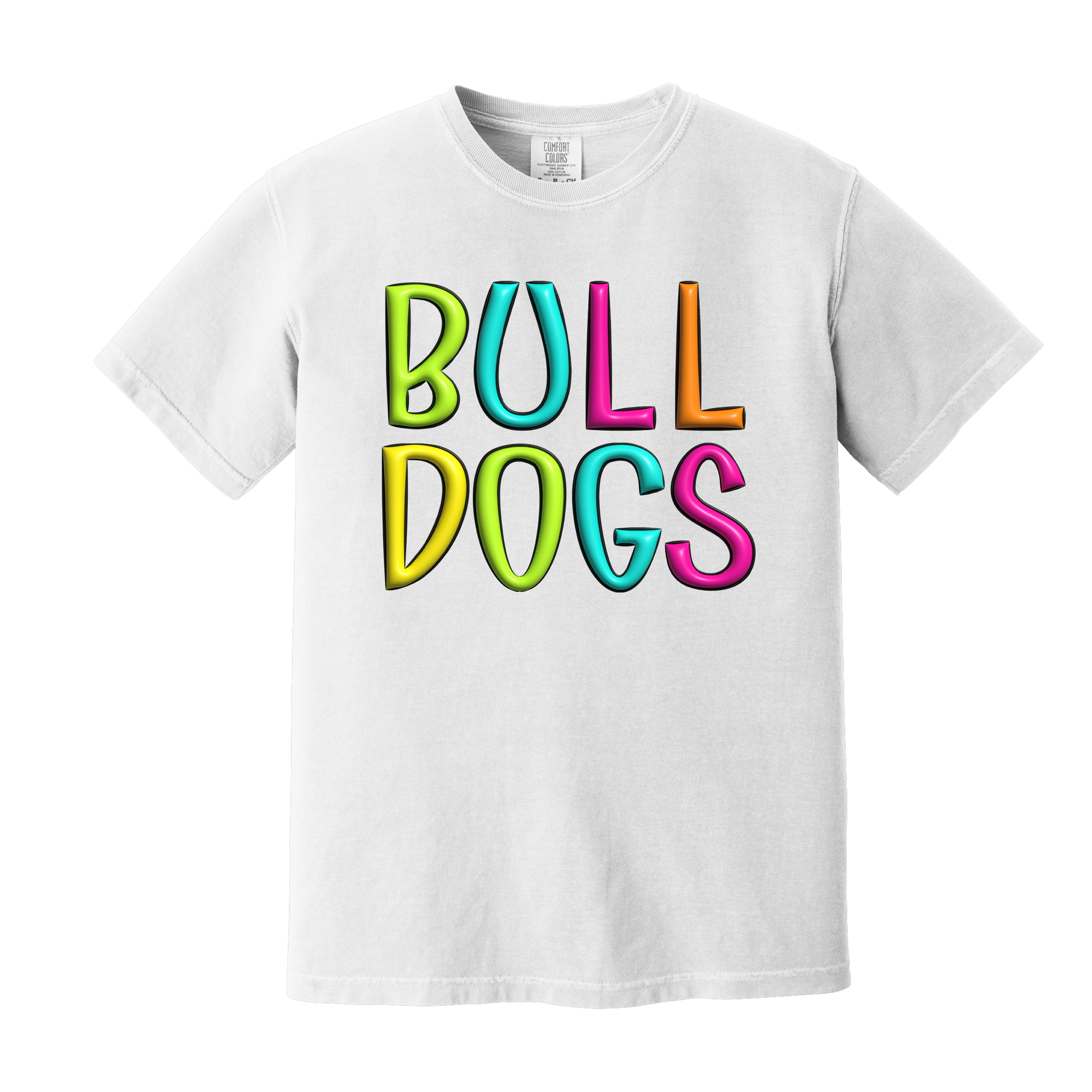 Bulldogs Spirit Shirt Your Choice of Black Gildan or White Comfort Color (Item Number 1286)