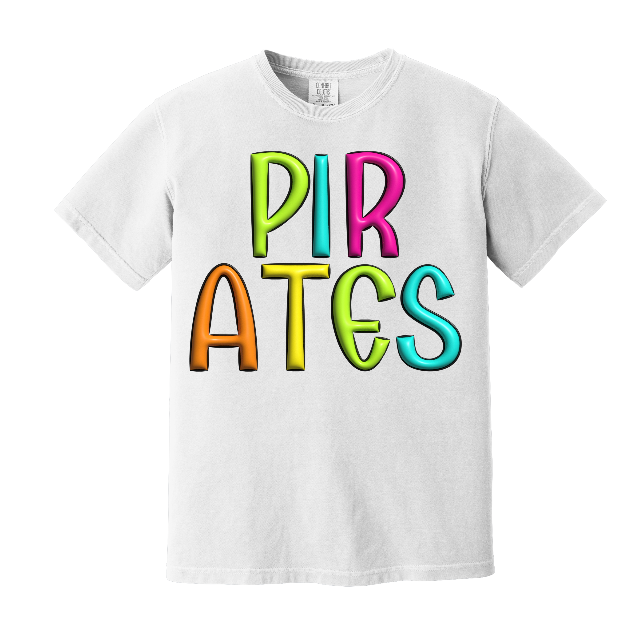 Pirates Spirit Shirt Your Choice of Black Gildan or White Comfort Color(Item Number 1289)