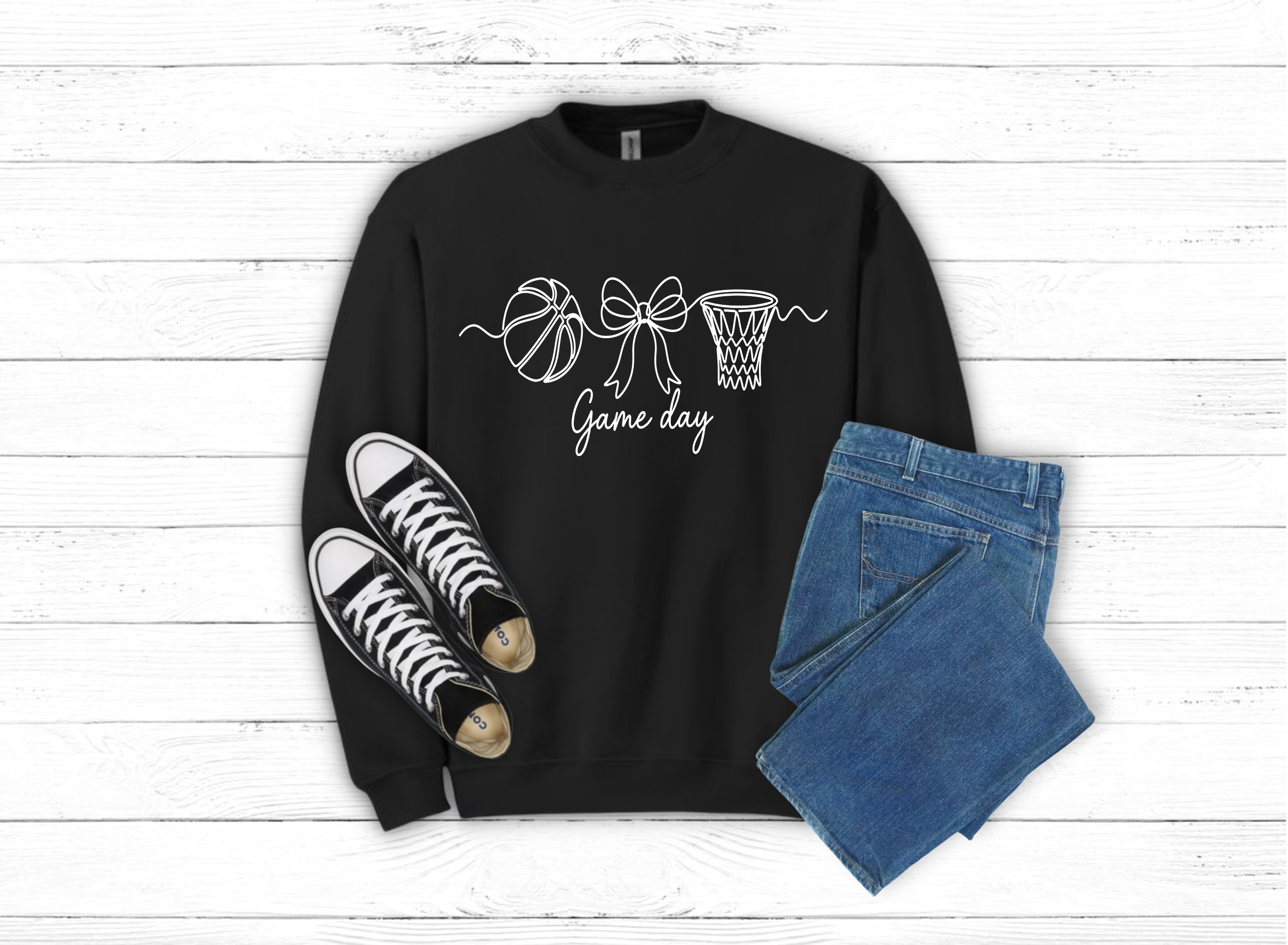 Basketball yarn Game Day tee Choice of Tee or Sweatshirt (10108)