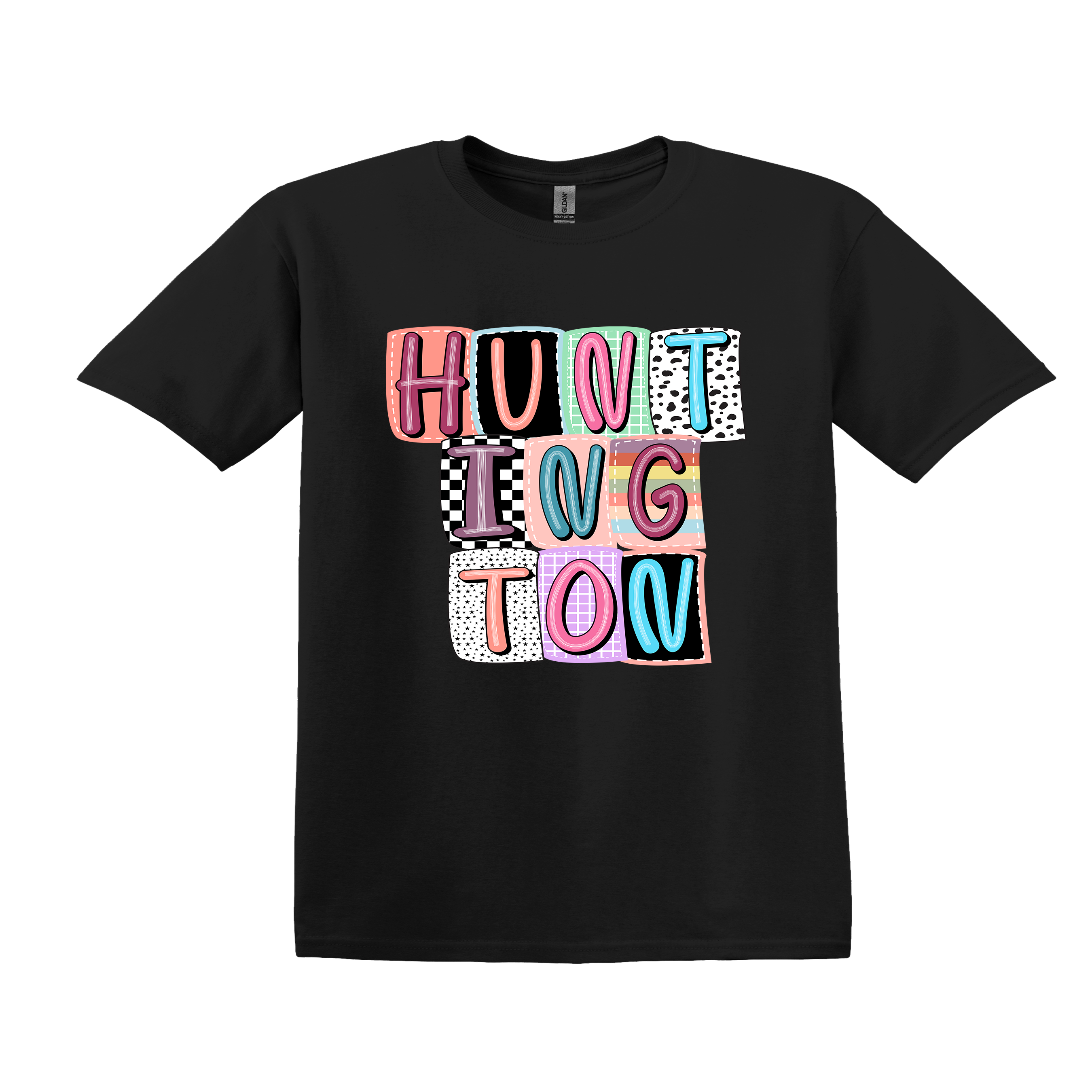 Huntington Spirit Tee on your choice of black or white coral silk (Item #802)