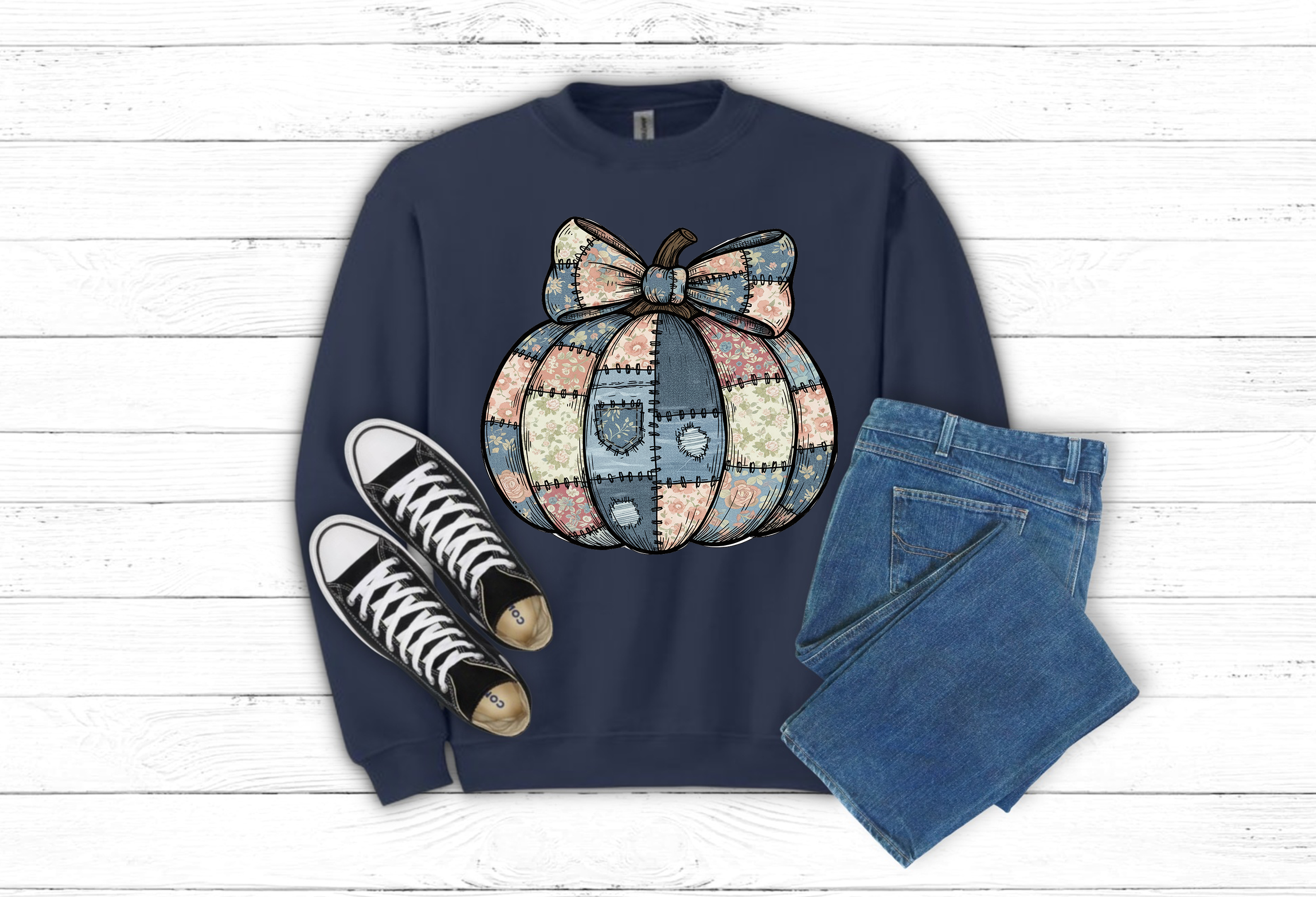 Patchwork Pumpkin Graphic Tee or sweatshirt (Item 1717)