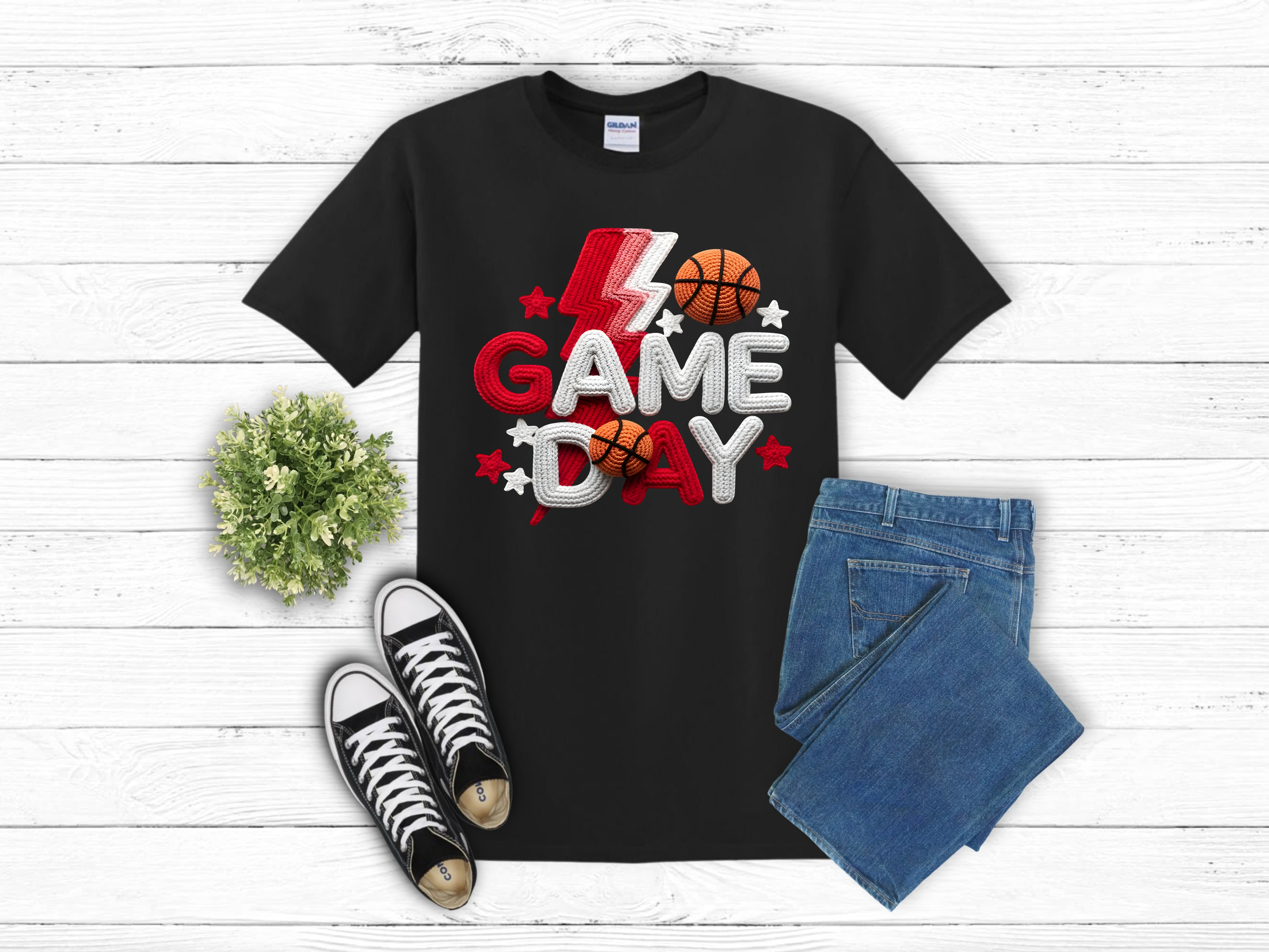 Basketball yarn Game Day tee Choice of Tee or Sweatshirt (10107)