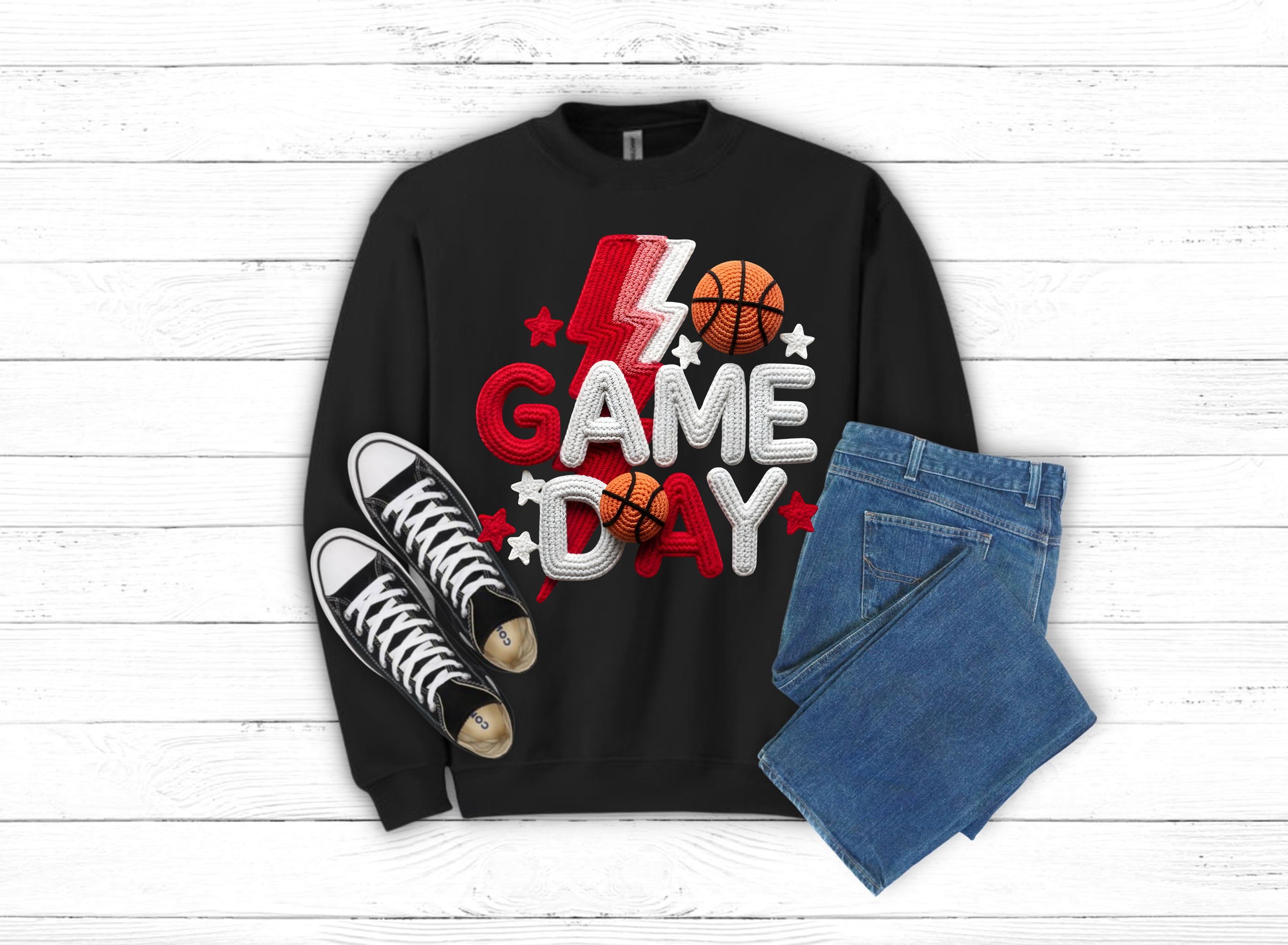 Basketball yarn Game Day tee Choice of Tee or Sweatshirt (10107)