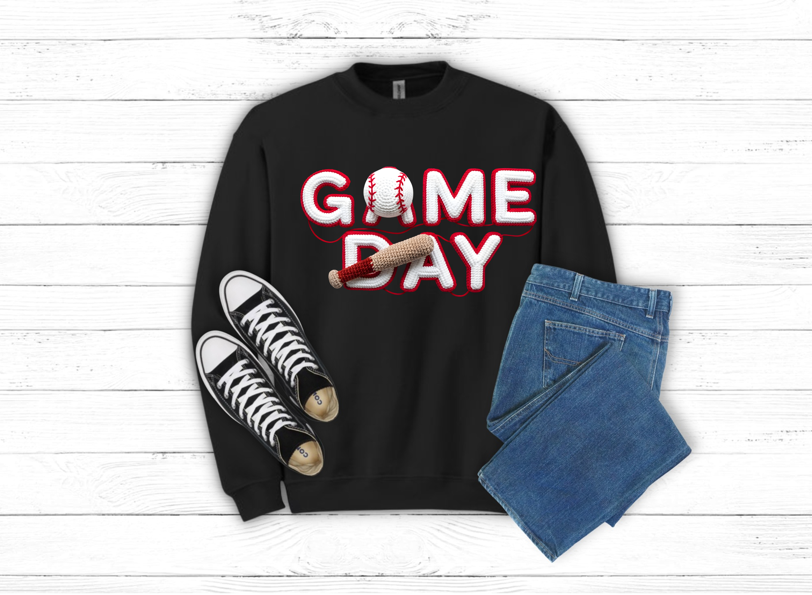 Baseball yarn Game Day tee Choice of Tee or Sweatshirt (10106)