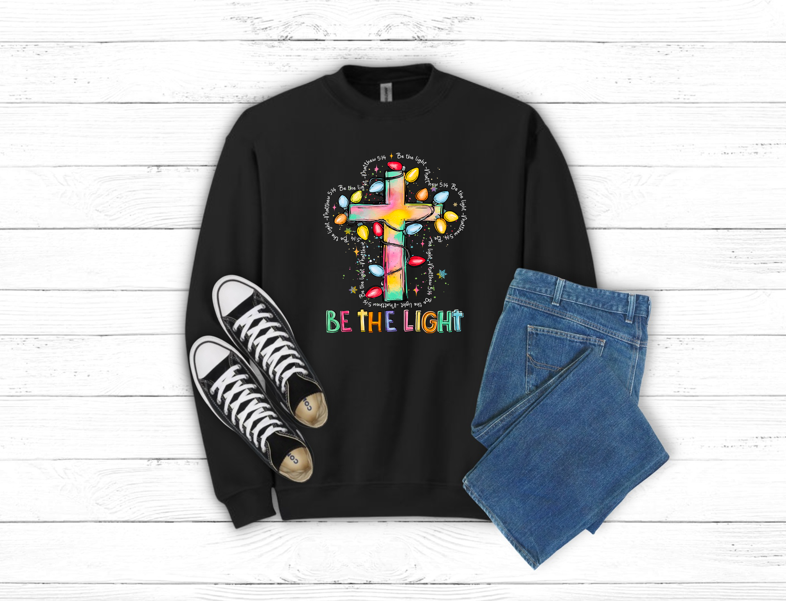 Christmas Be the Light Sweatshirt (Item 2107)
