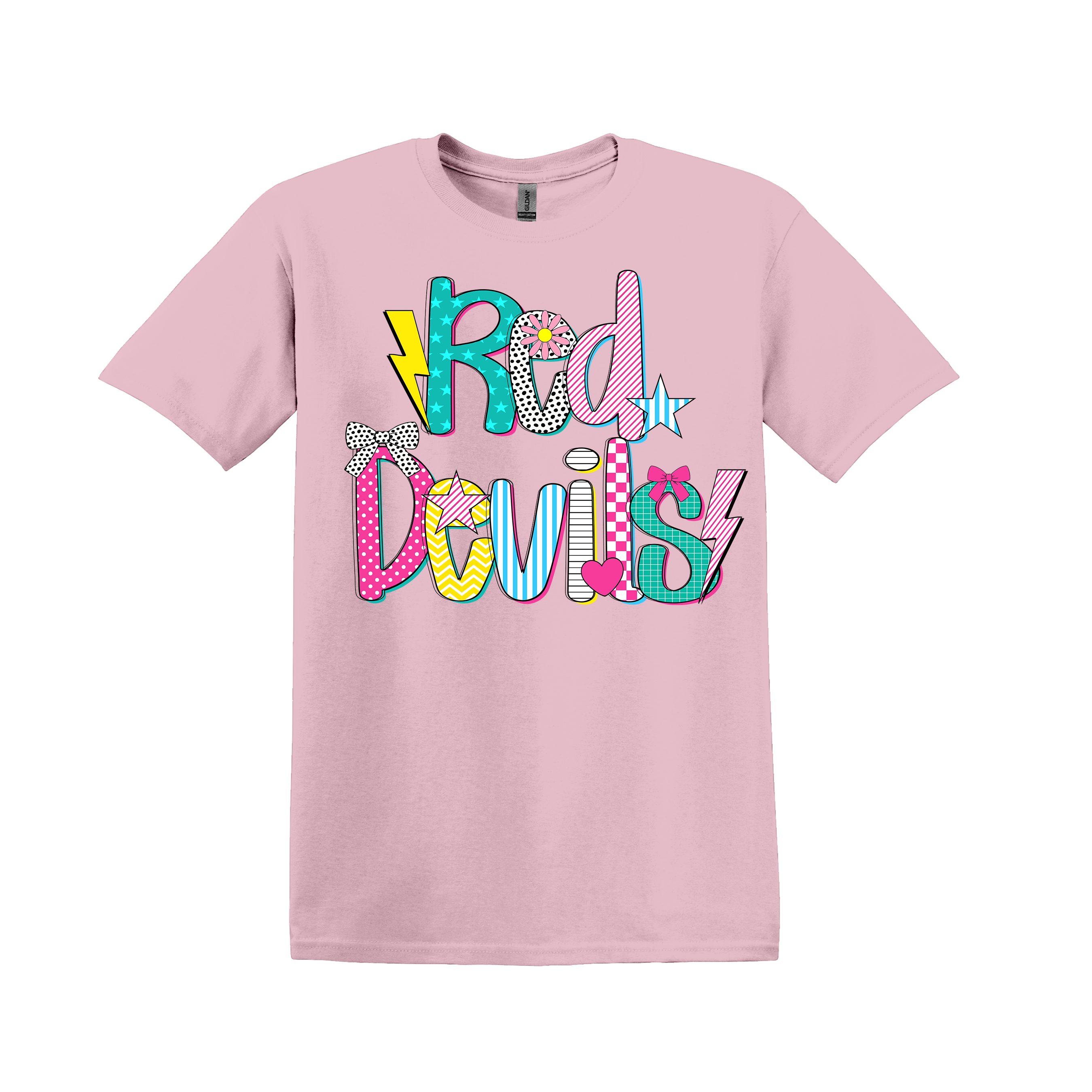 Red Devil Spirit Tee on your choice of charcoal gray or light pink(Item #805)
