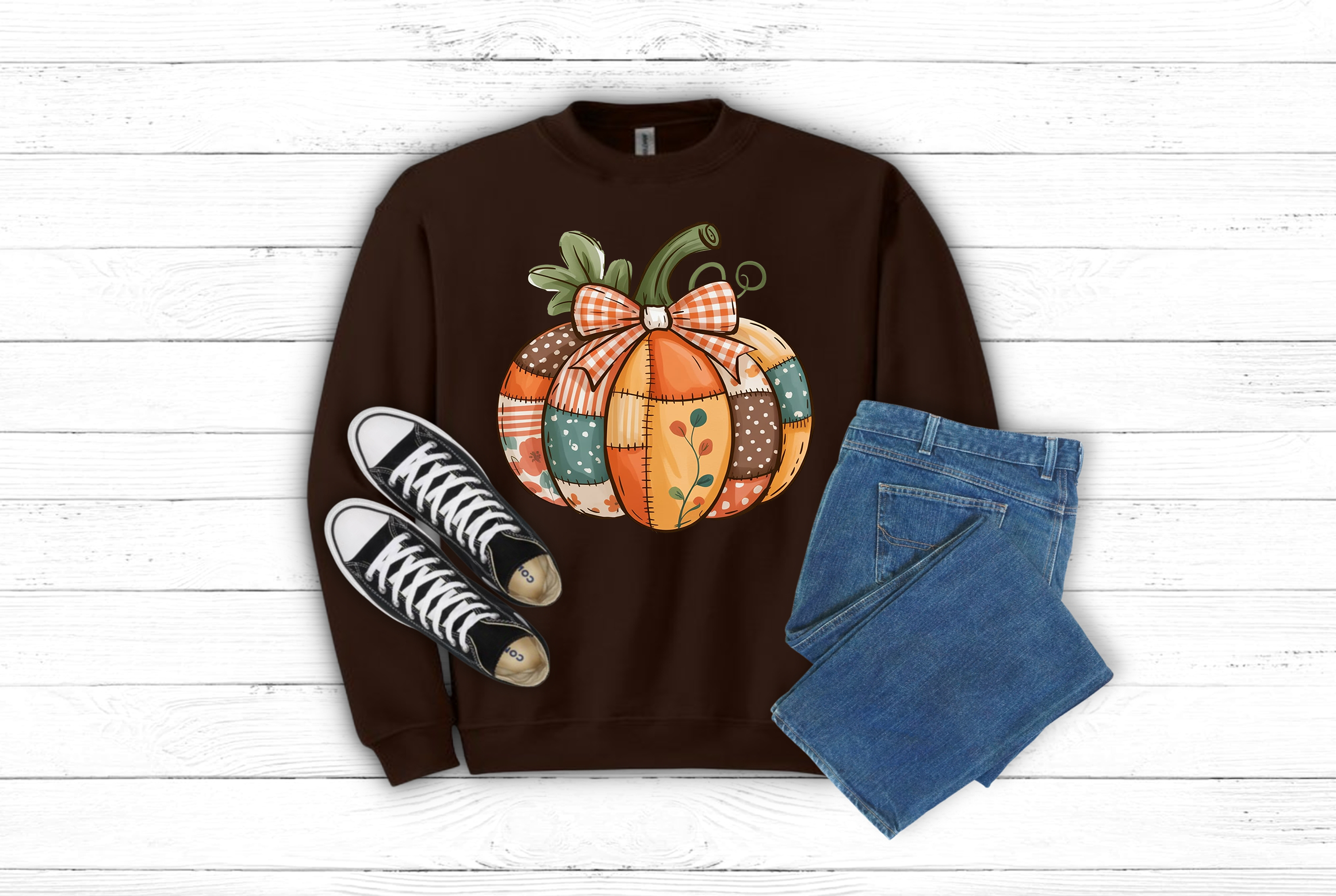 Patchwork Pumpkin Graphic Tee or Sweatshirt (Item 1714)